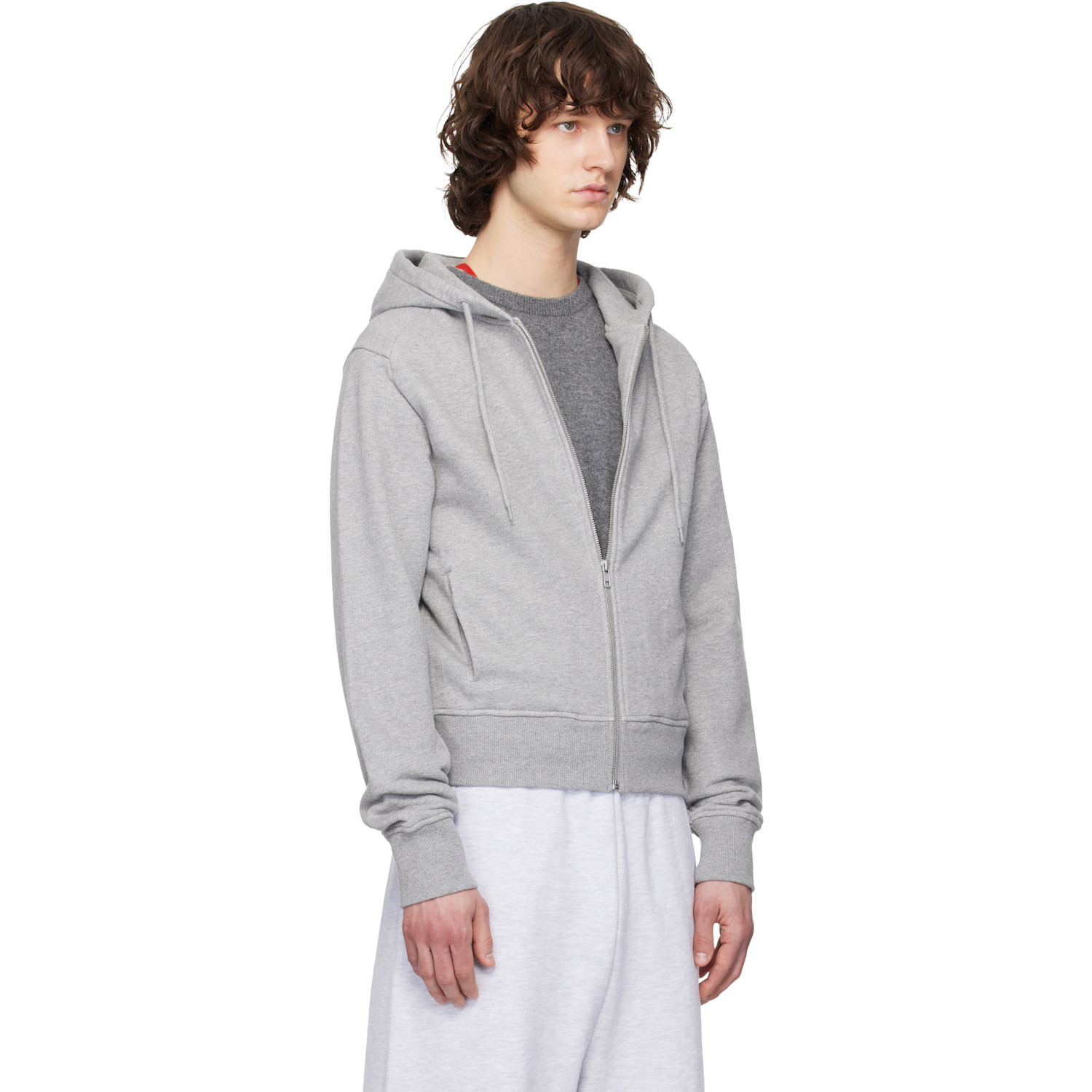  Entire Studios Gray Slim Zip Up Hoodie 