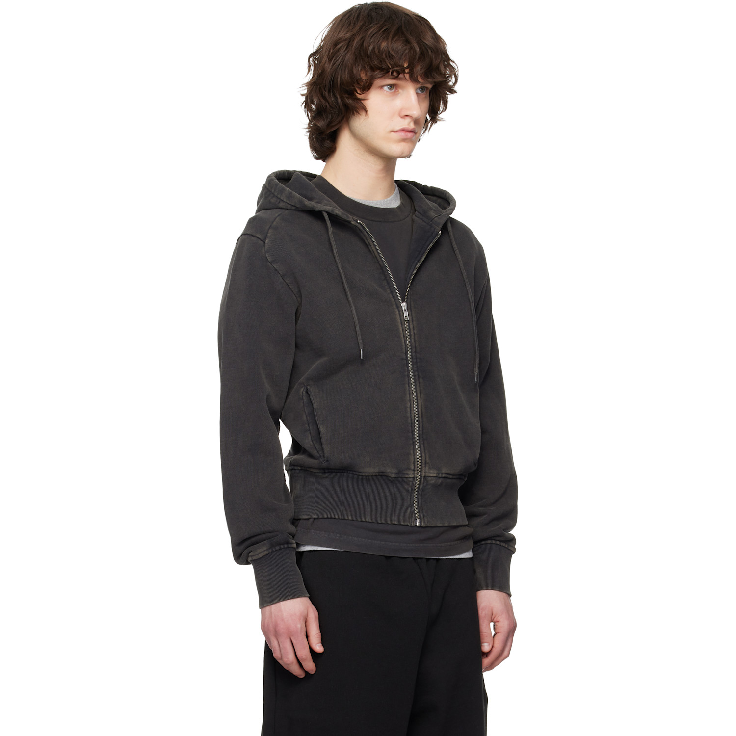  Entire Studios Black Slim Zip Up Hoodie 