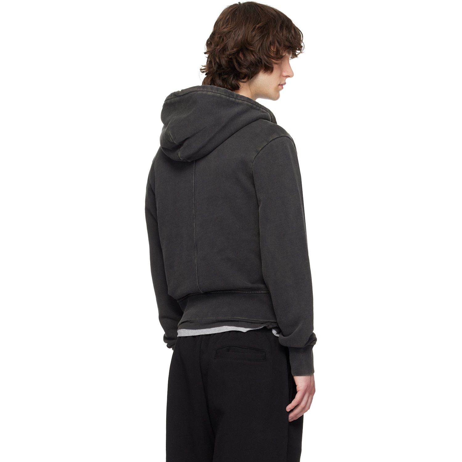  Entire Studios Black Slim Zip Up Hoodie 