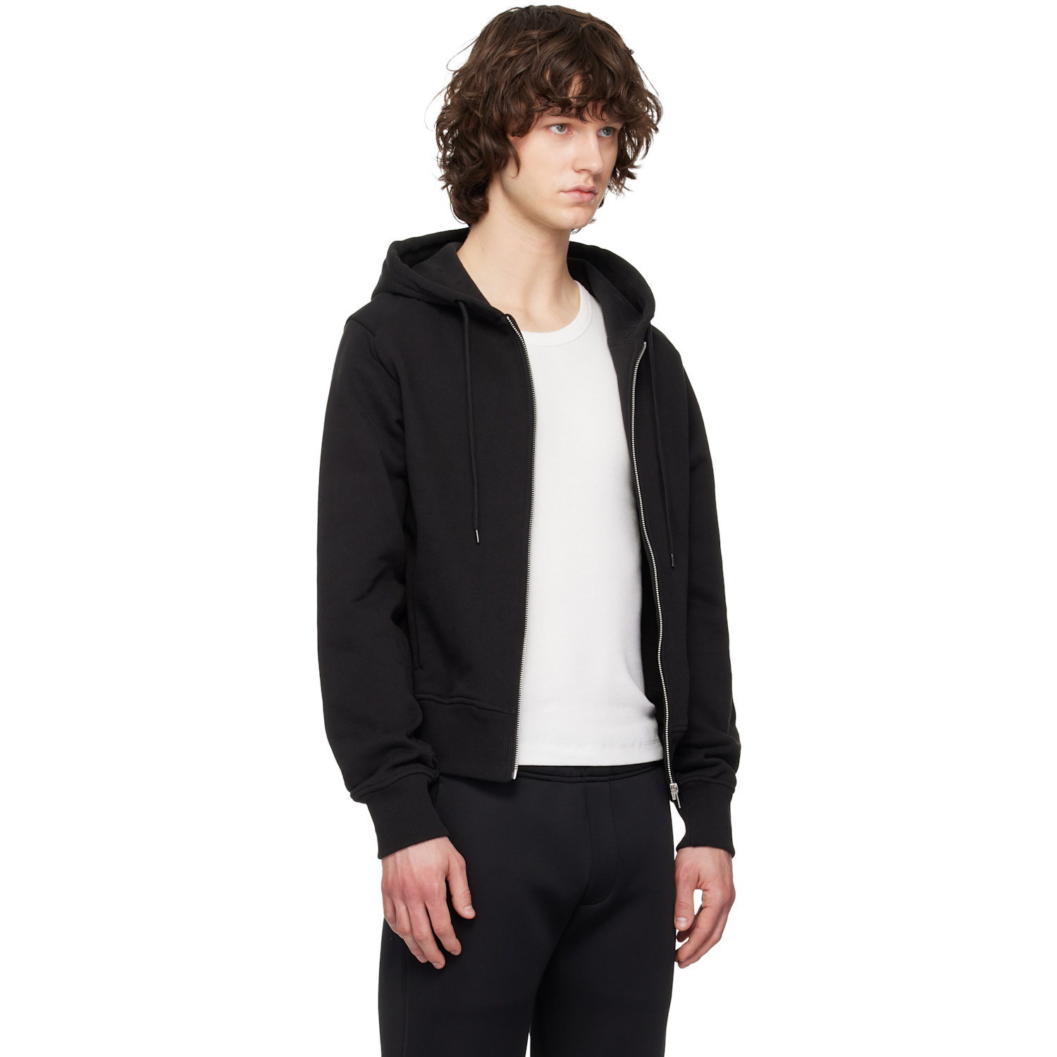  Entire Studios Black Slim Zip Up Hoodie 