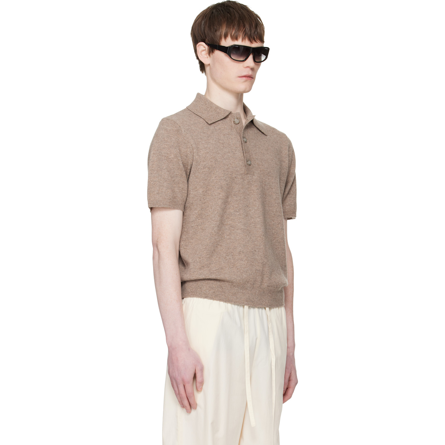  Entire Studios Beige Short Sleeve Knit Polo 