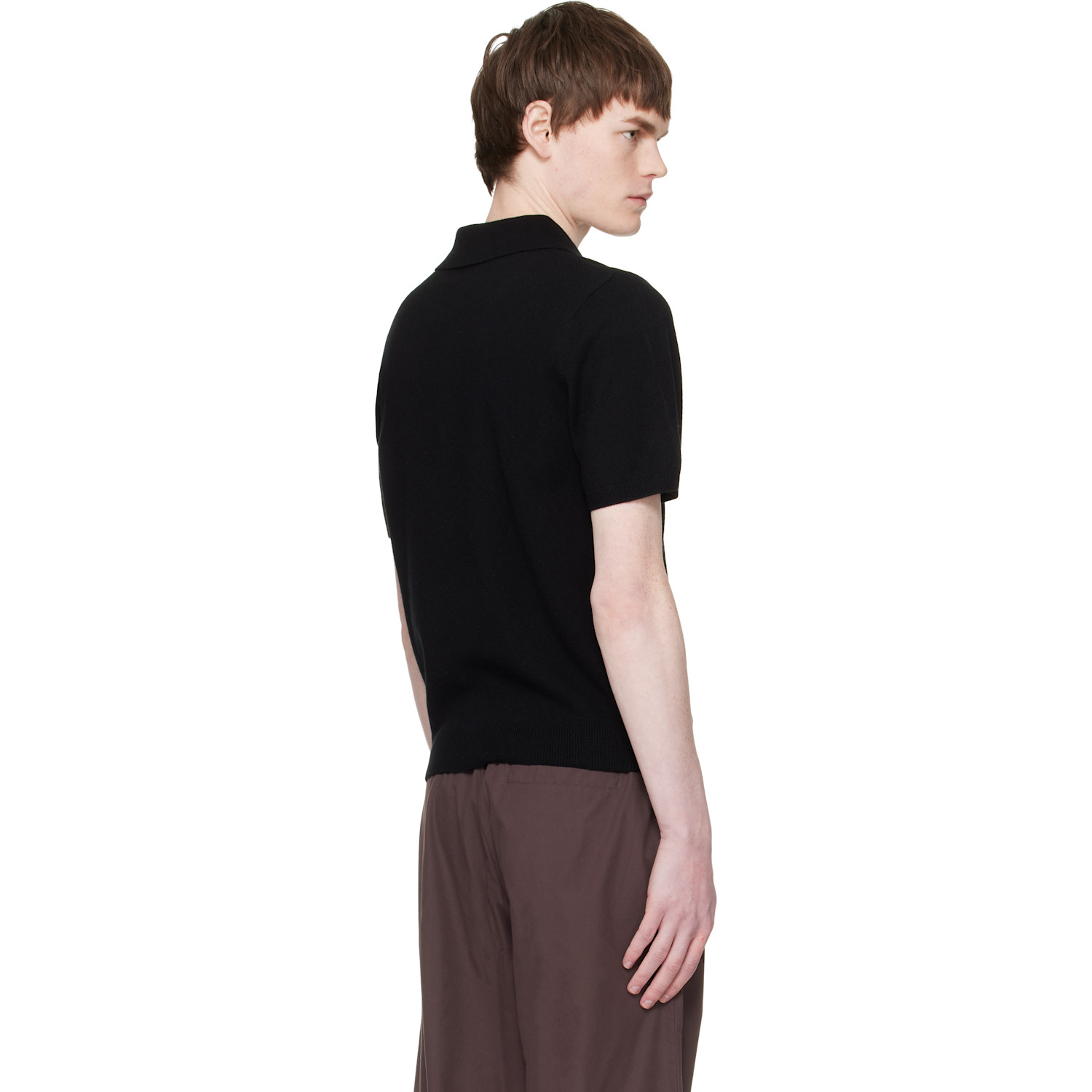  Entire Studios Black Short Sleeve Knit Polo 