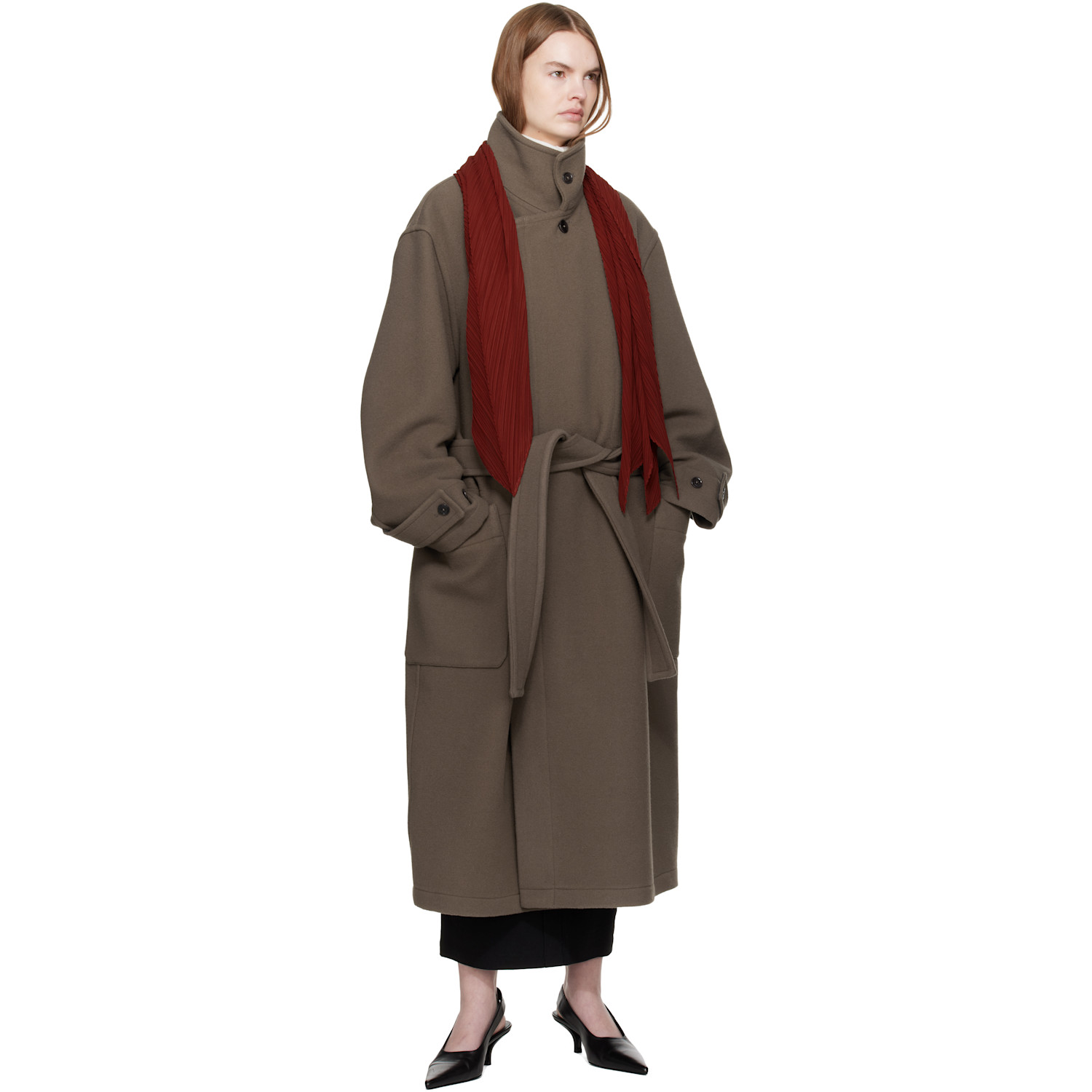  Pleats Please Issey Miyake Burgundy Monthly Colors October Scarf 