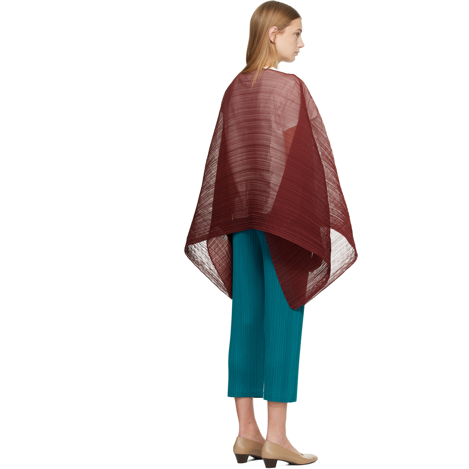  Pleats Please Issey Miyake Burgundy Madame-t October Scarf 