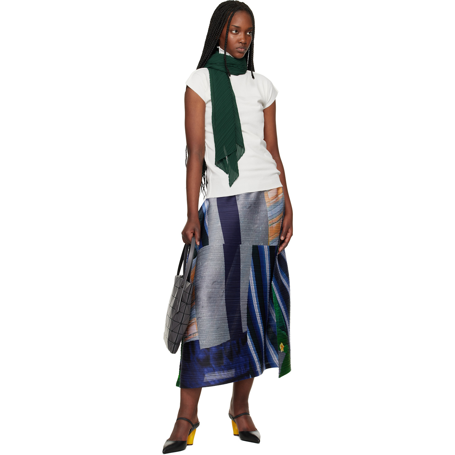  Pleats Please Issey Miyake Green March Monthly Scarf 