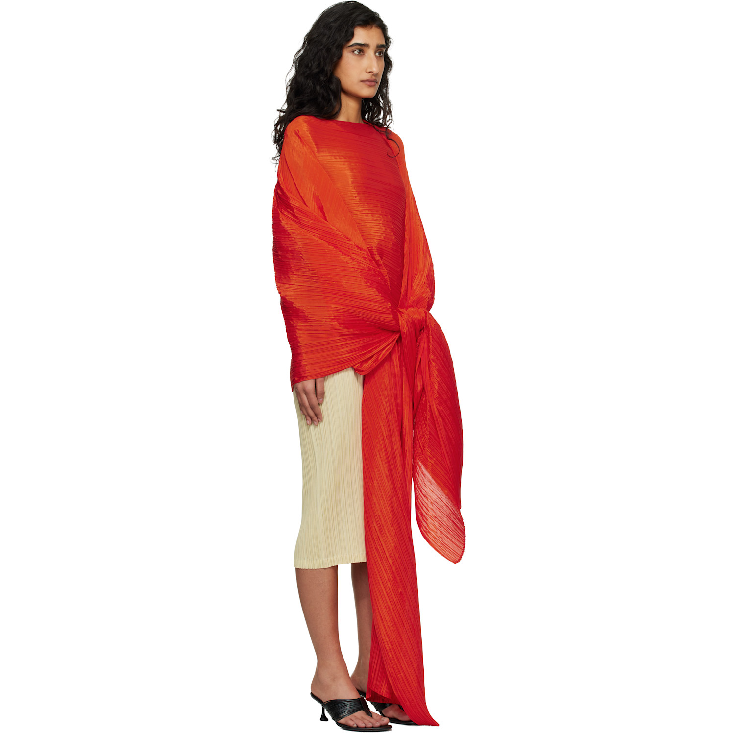  Pleats Please Issey Miyake Orange Madame-t Scarf 