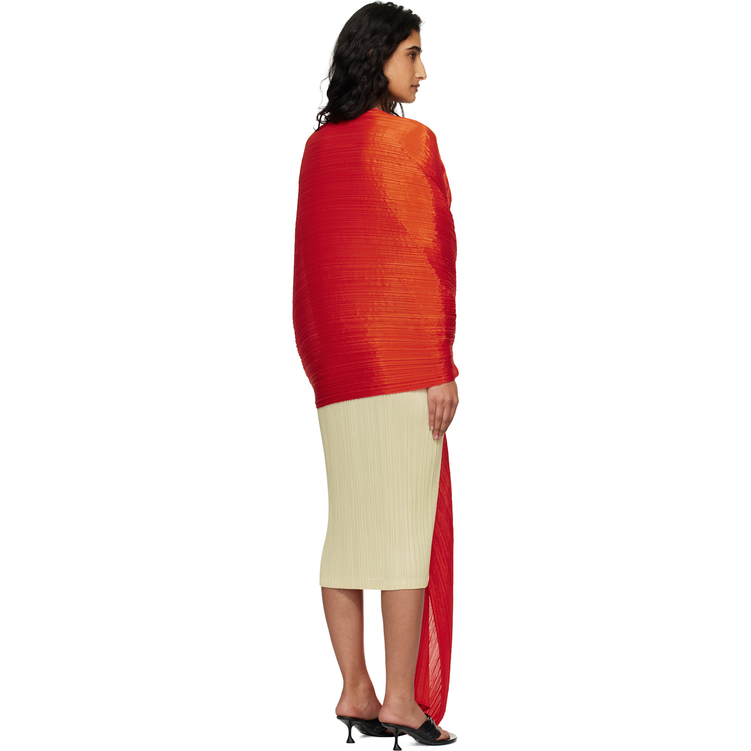  Pleats Please Issey Miyake Orange Madame-t Scarf 