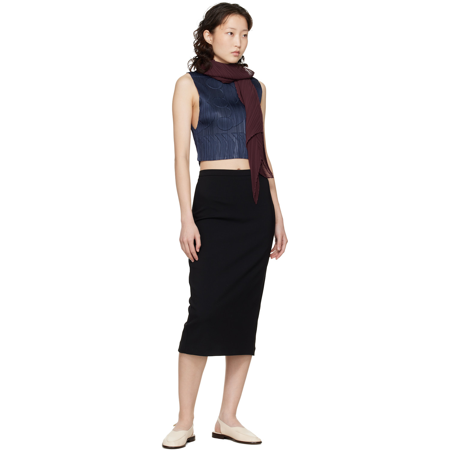  Pleats Please Issey Miyake Burgundy January Monthly Scarf 