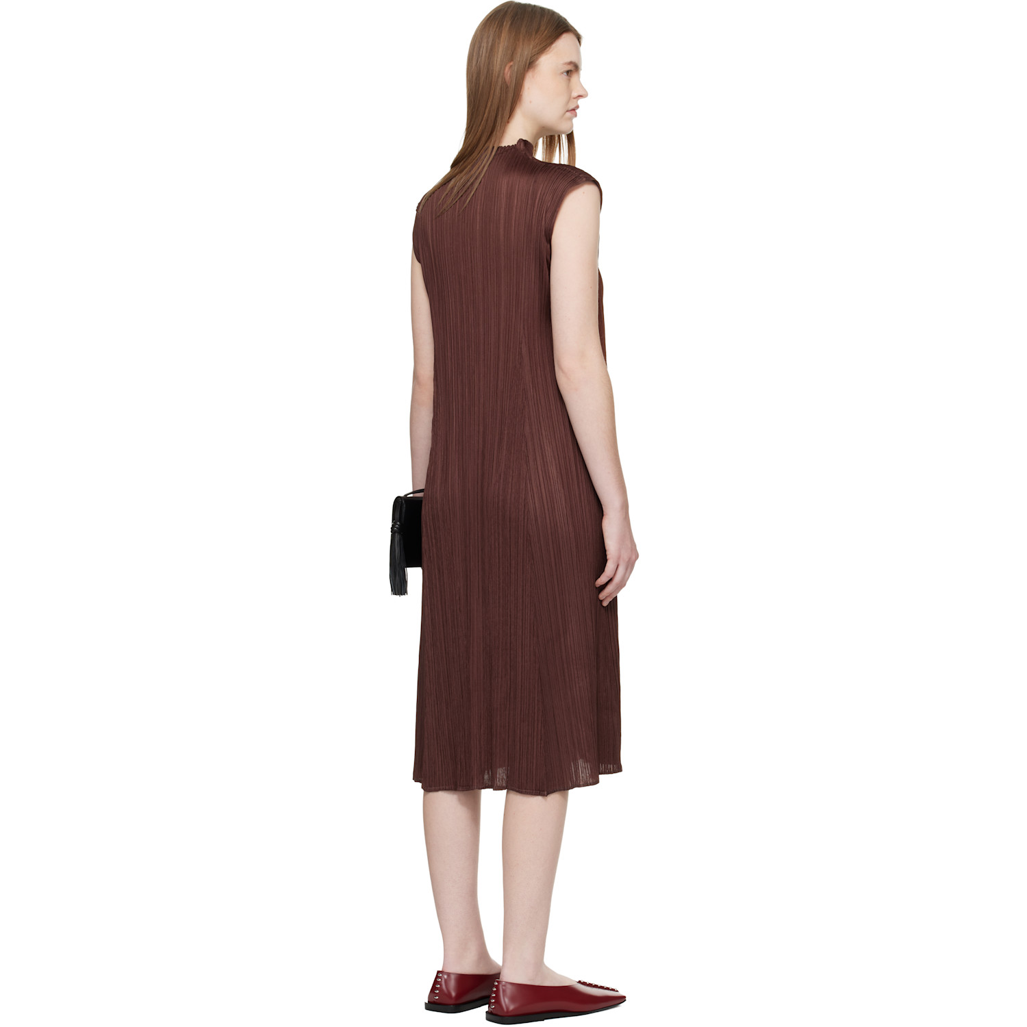  Pleats Please Issey Miyake Brown Monthly Colors November Midi Dress 