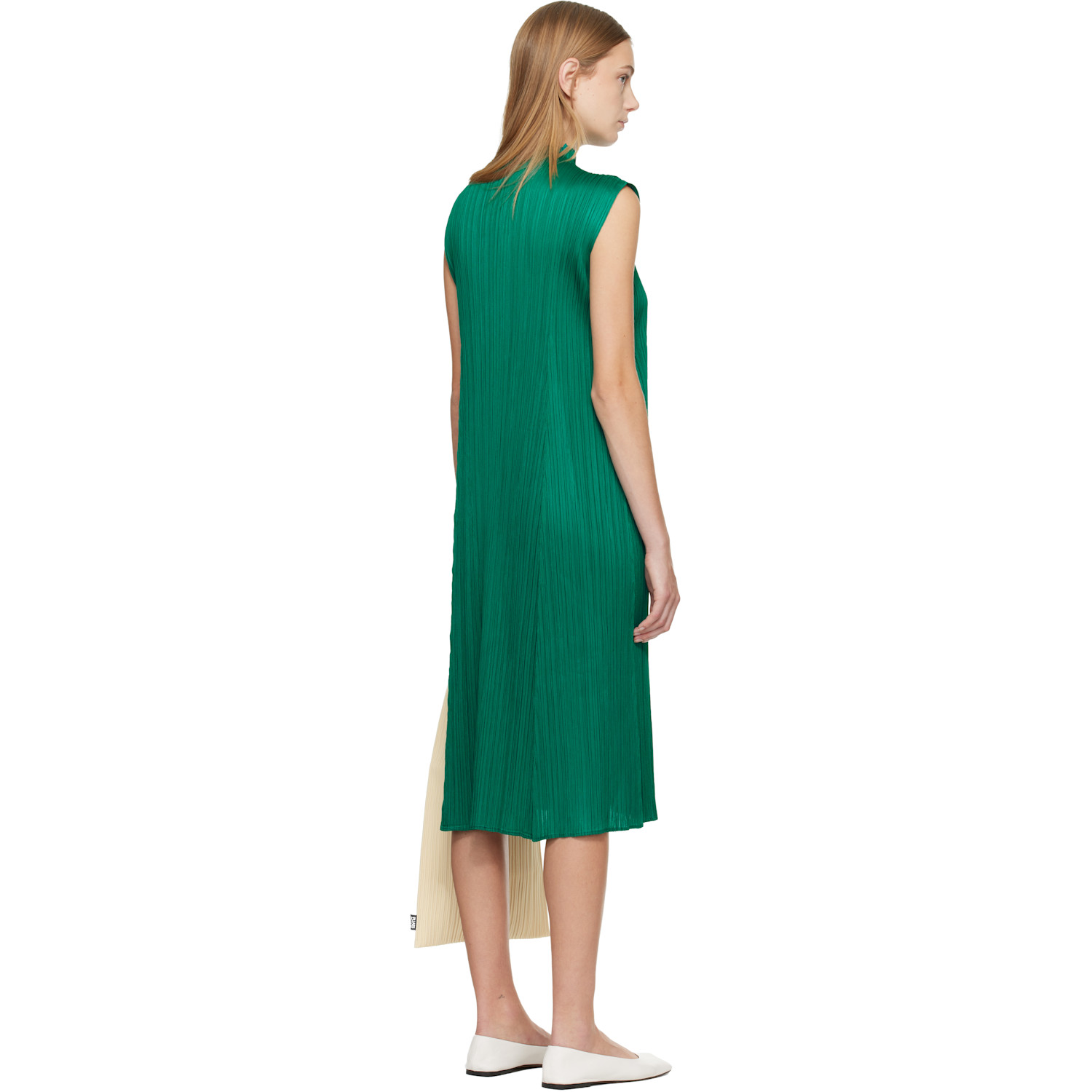  Pleats Please Issey Miyake Green Monthly Colors November Midi Dress 
