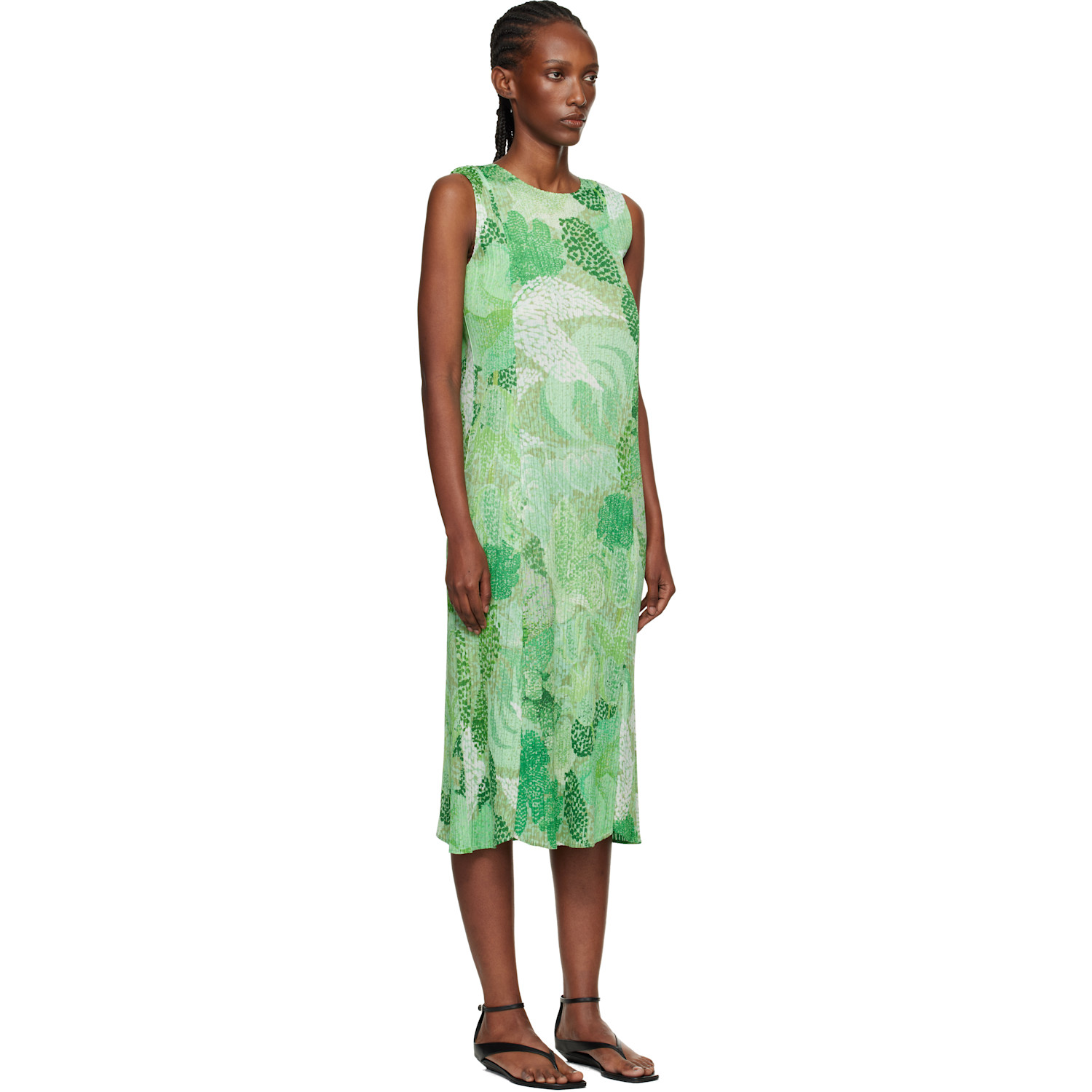  Pleats Please Issey Miyake Green Foggy Forest Maxi Dress 