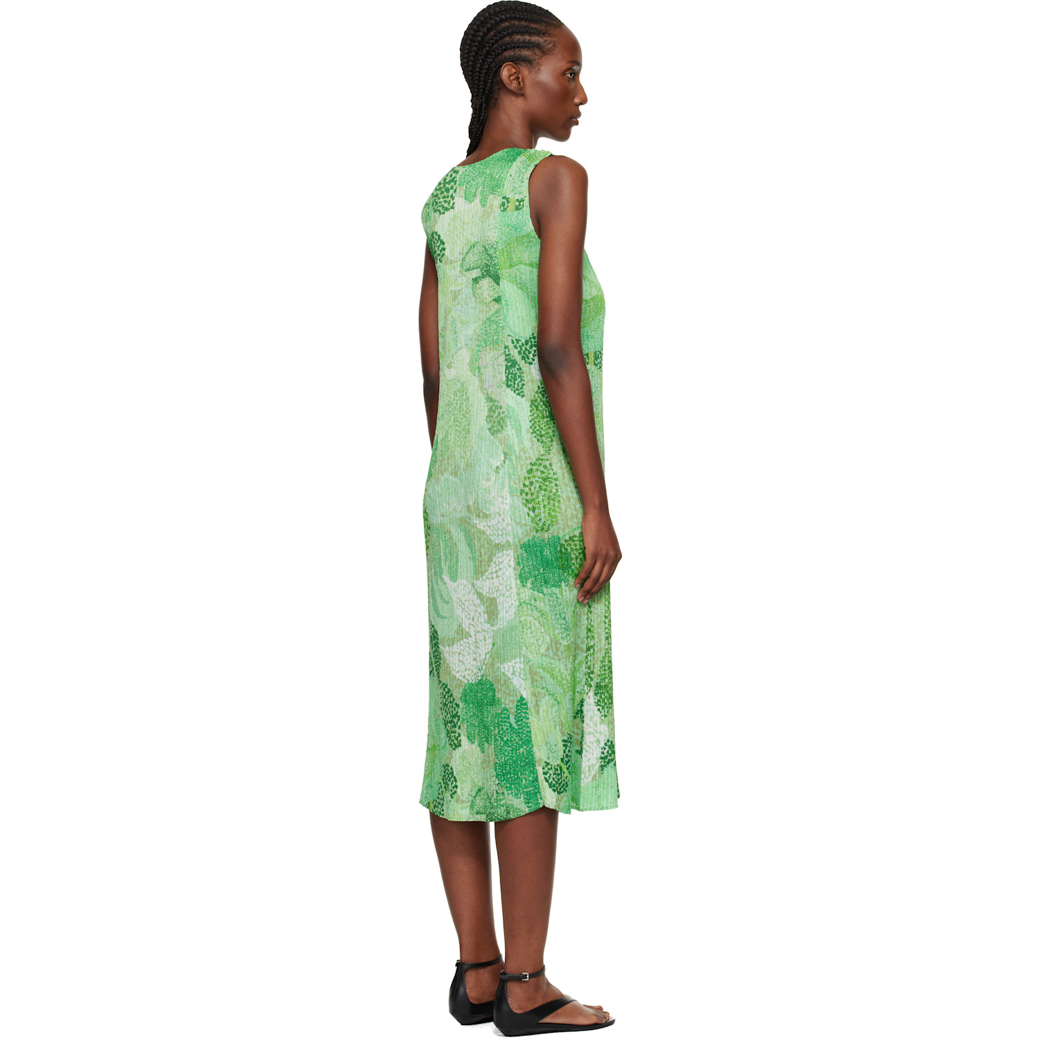  Pleats Please Issey Miyake Green Foggy Forest Maxi Dress 