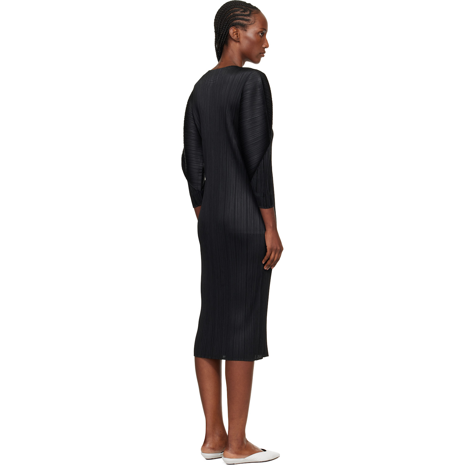  Pleats Please Issey Miyake Black Skyline Midi Dress 