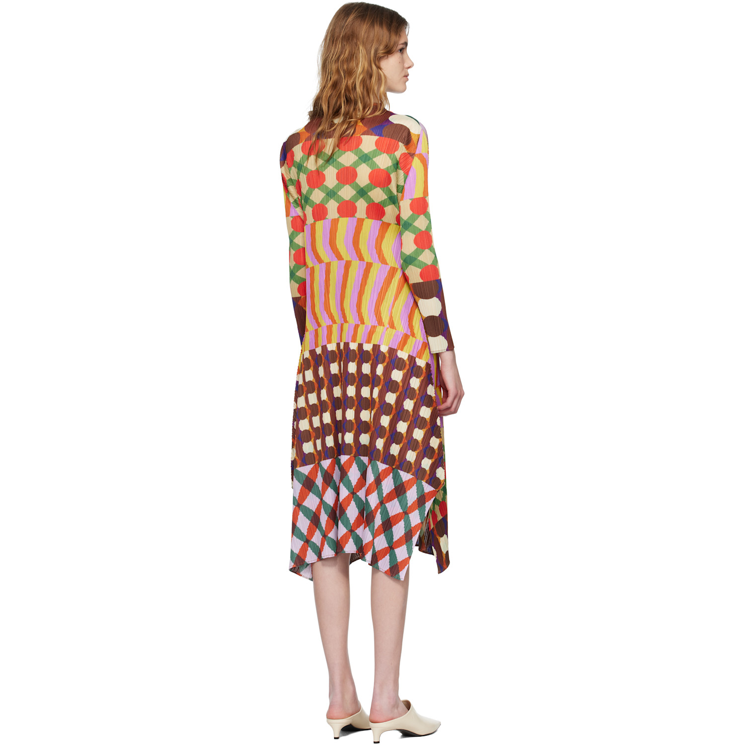  Pleats Please Issey Miyake Multicolor Harmony Midi Dress 