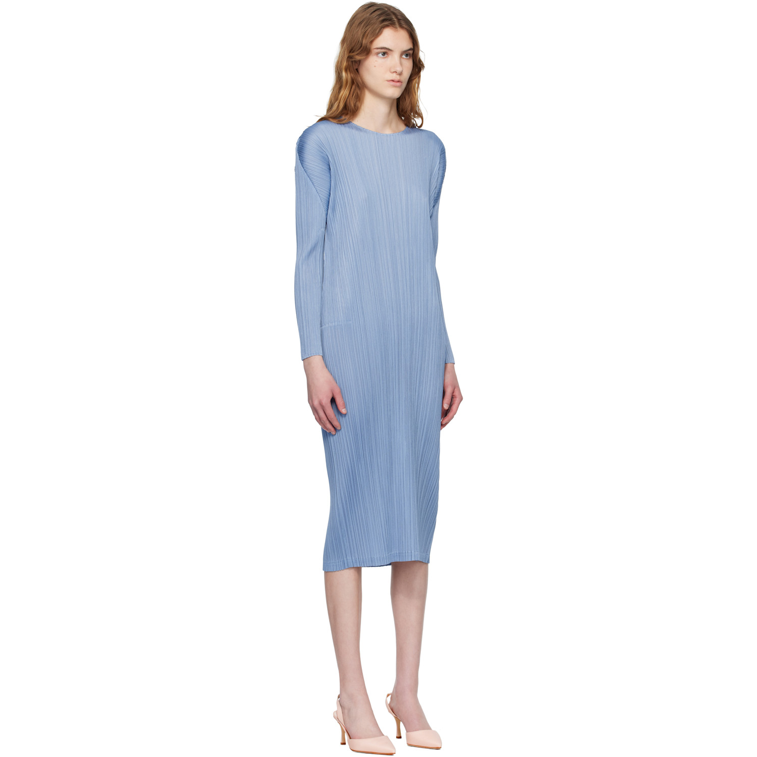  Pleats Please Issey Miyake Blue Monthly Colors December Midi Dress 