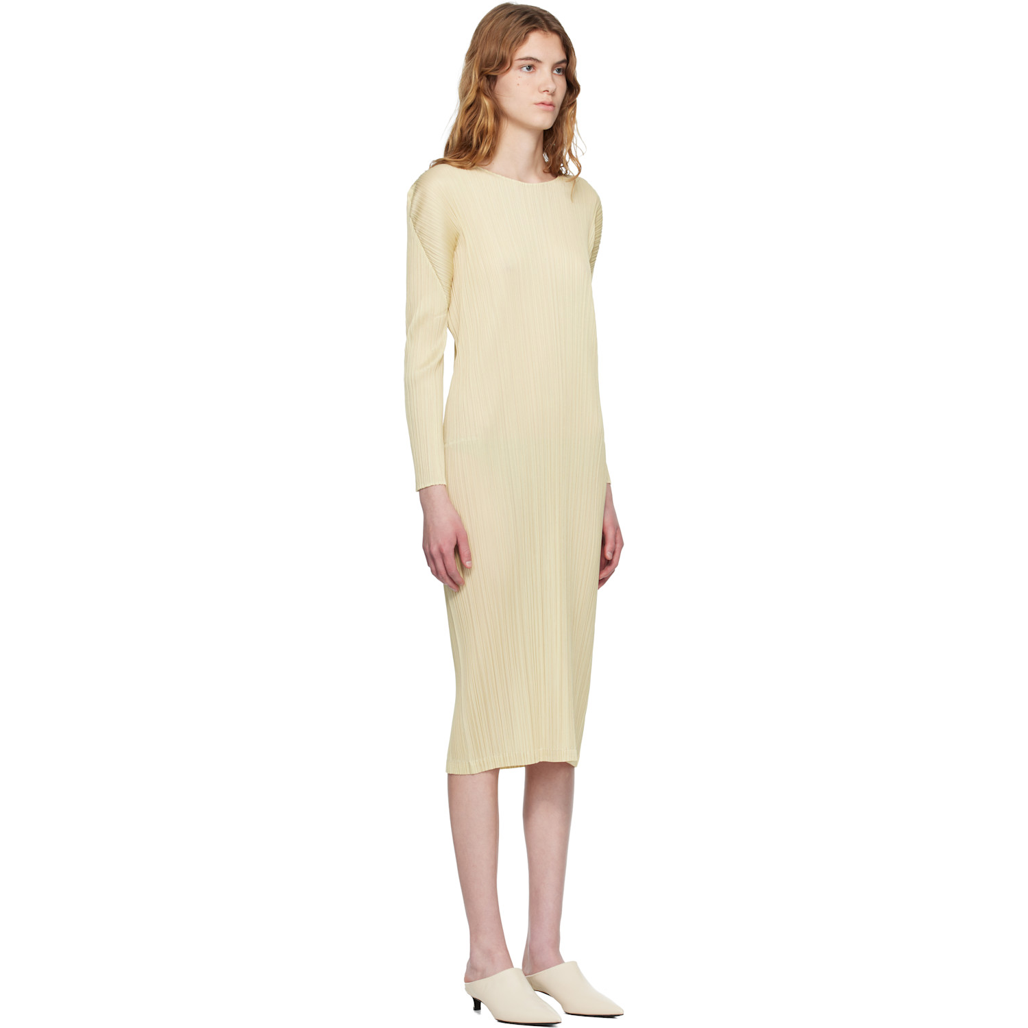  Pleats Please Issey Miyake Yellow Monthly Colors December Midi Dress 