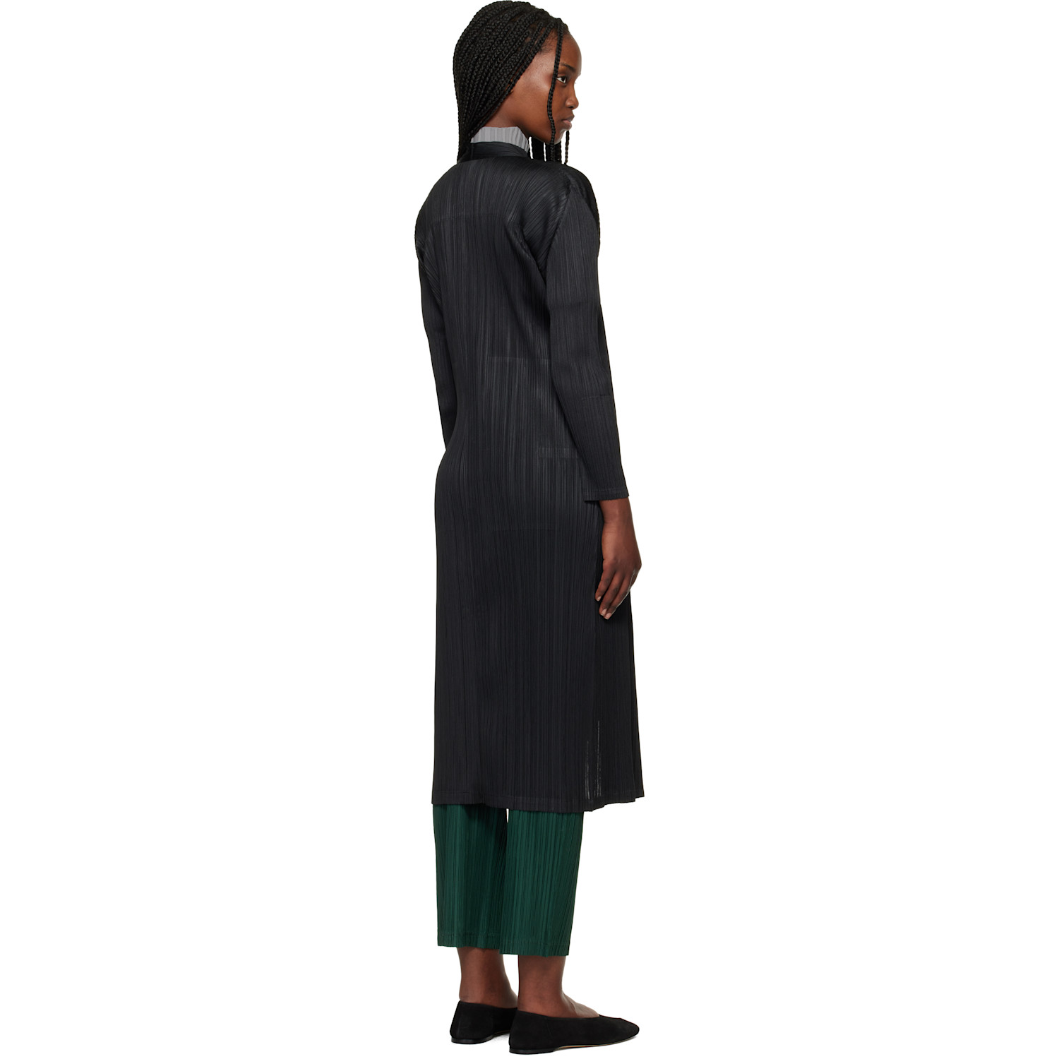  Pleats Please Issey Miyake Black Facade Coat 