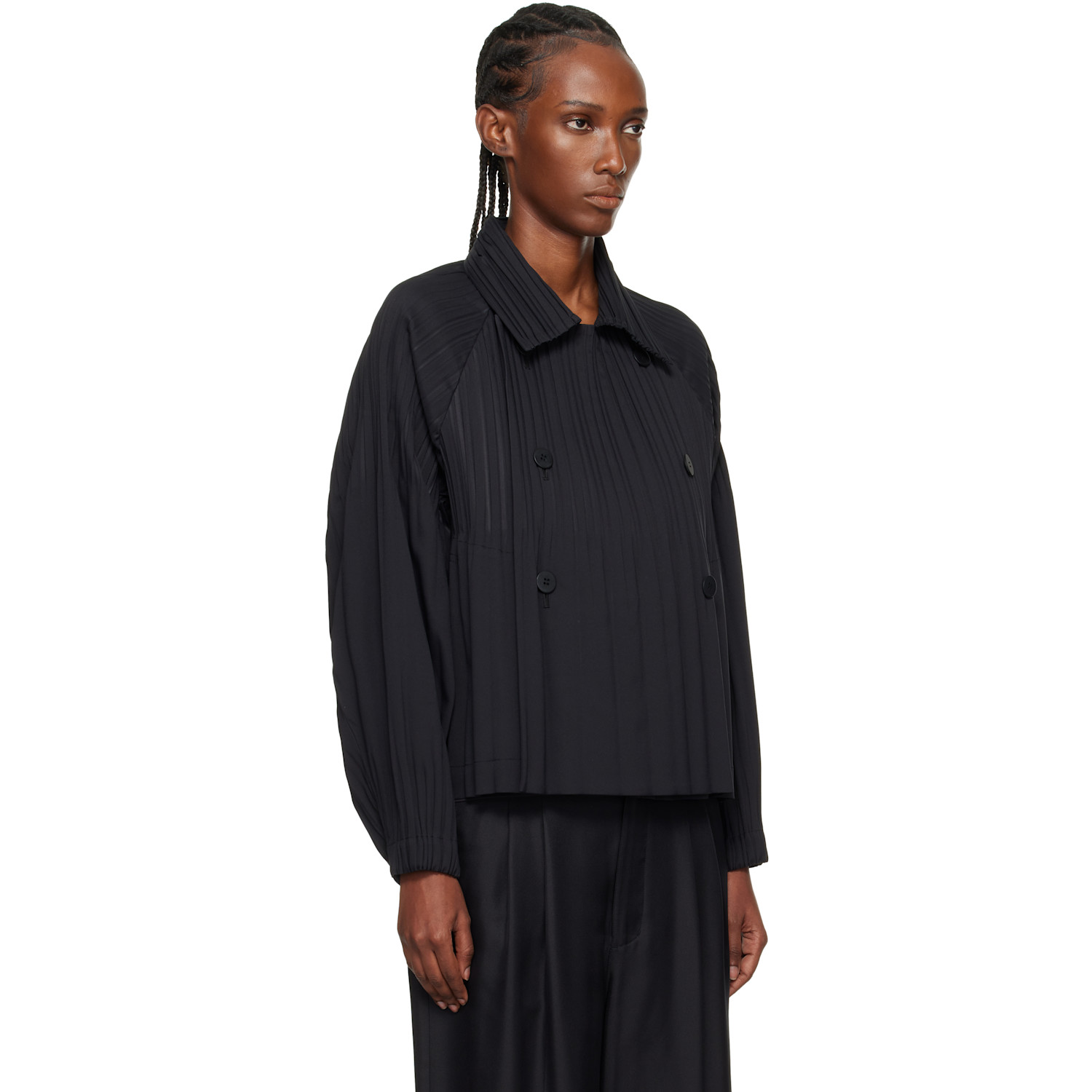  Pleats Please Issey Miyake Black Smooth Jacket 