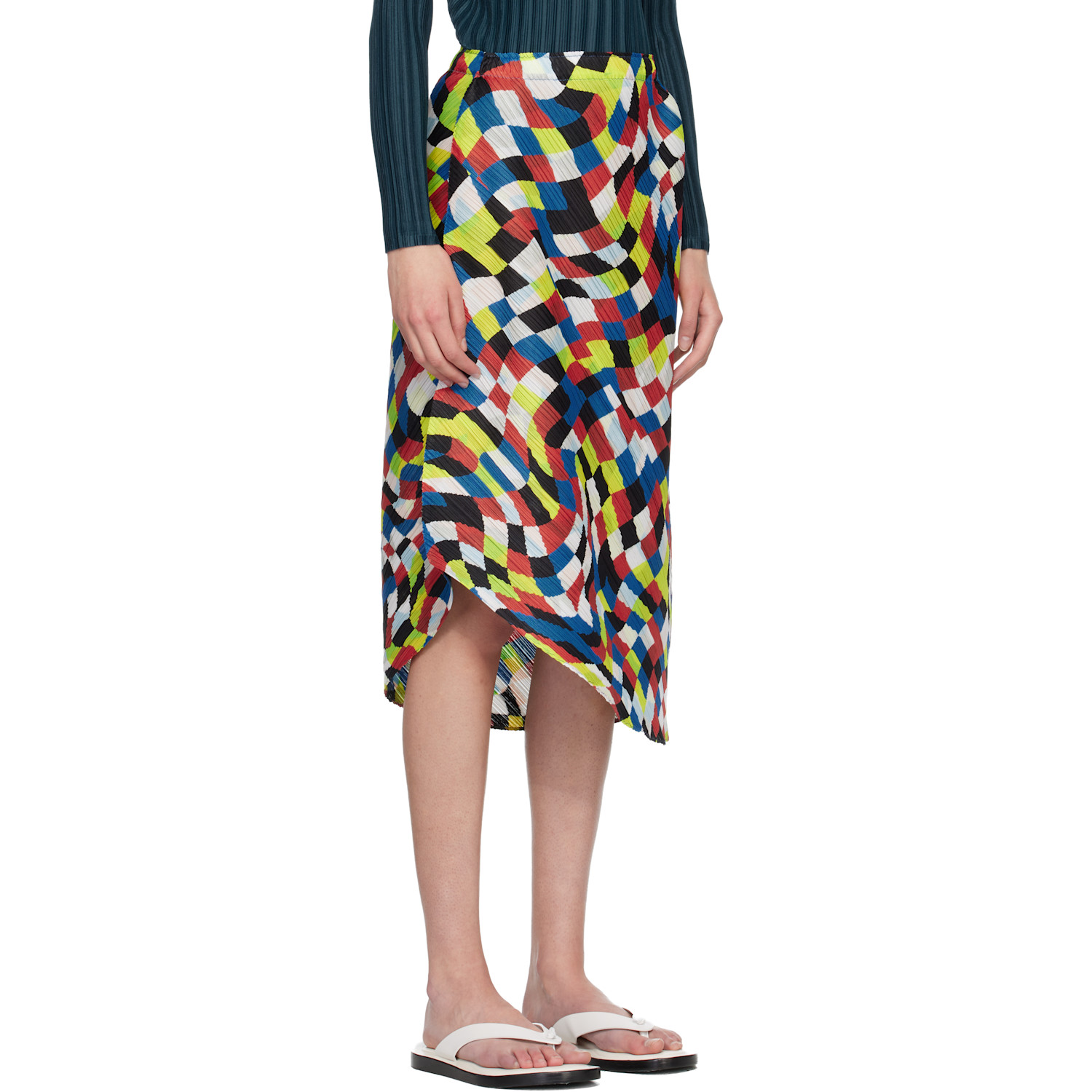  Pleats Please Issey Miyake Multicolor Dancing Square Midi Skirt 