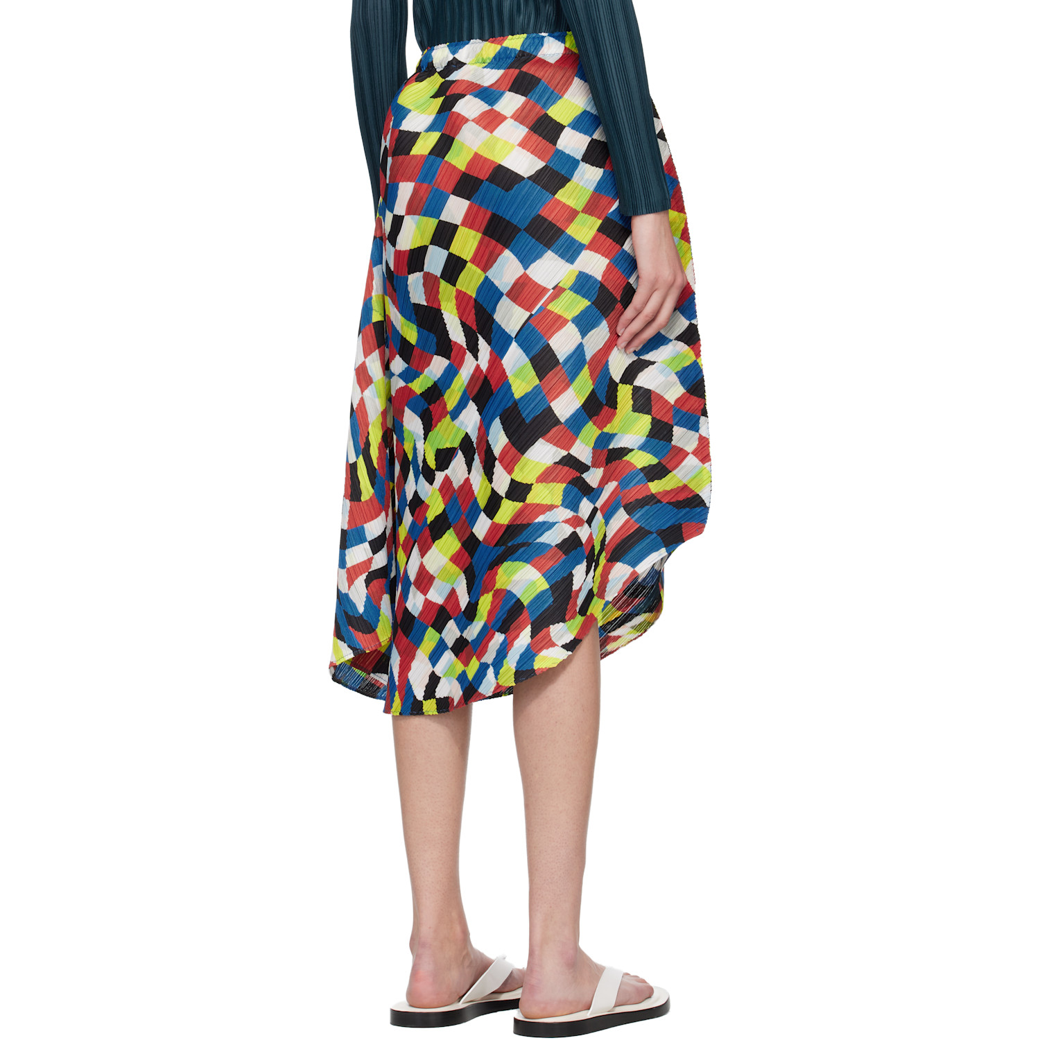  Pleats Please Issey Miyake Multicolor Dancing Square Midi Skirt 
