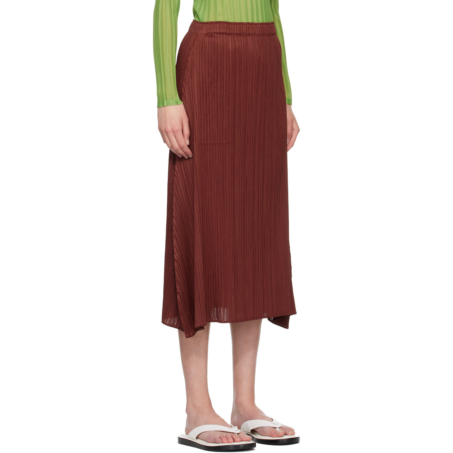  Pleats Please Issey Miyake Burgundy Monthly Colors October Maxi Skirt 
