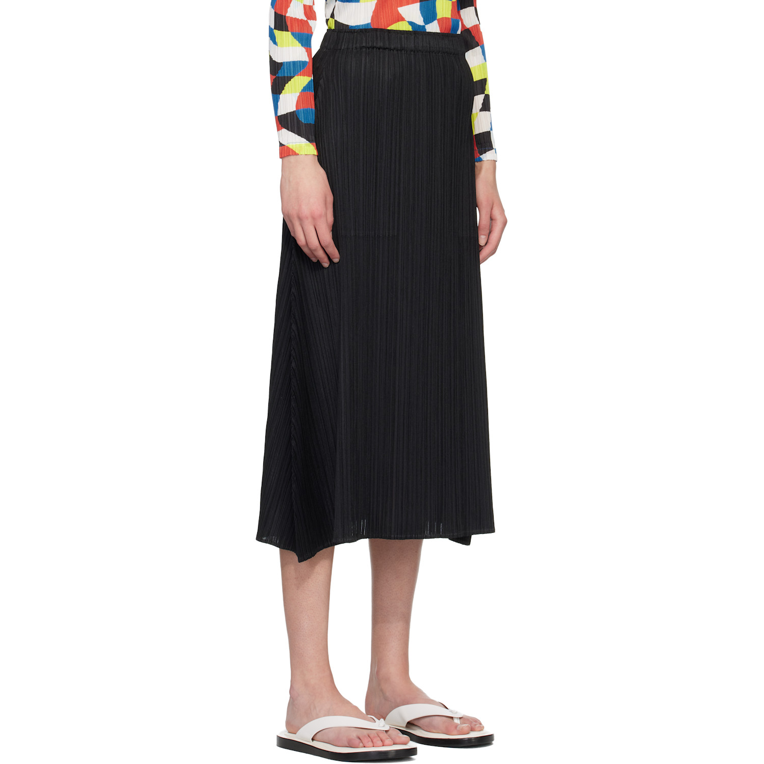  Pleats Please Issey Miyake Black Monthly Colors October Maxi Skirt 