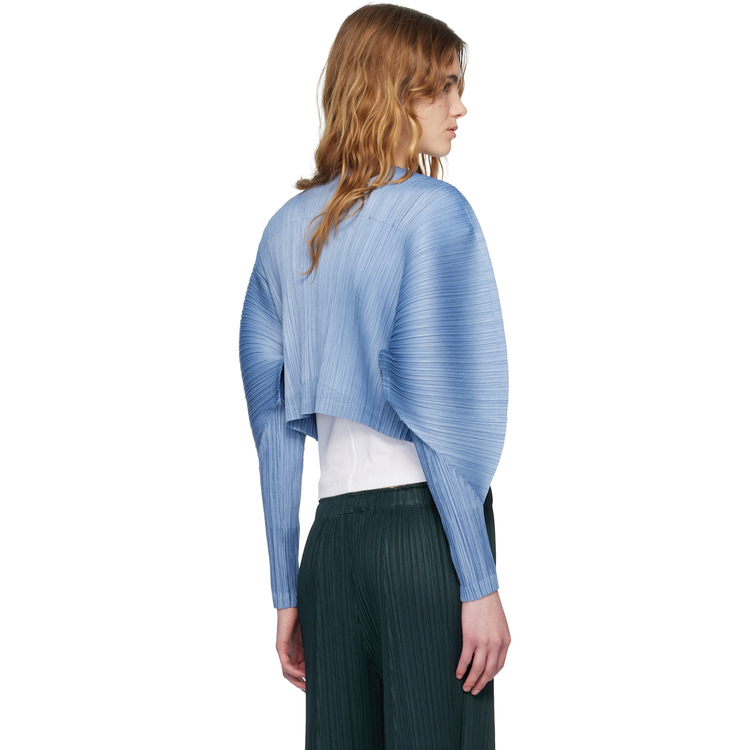  Pleats Please Issey Miyake Blue Monthly Colors December Cardigan 