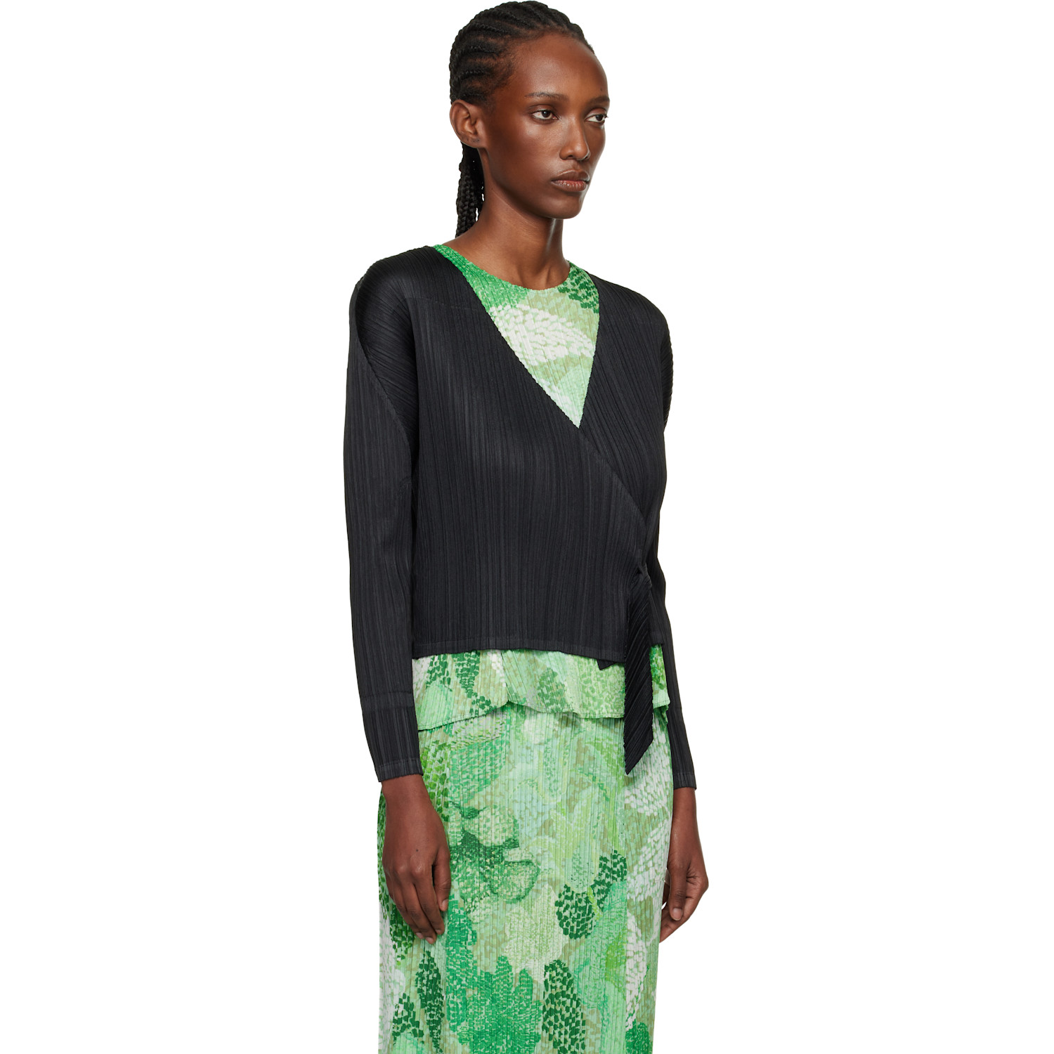  Pleats Please Issey Miyake Black Facade Cardigan 