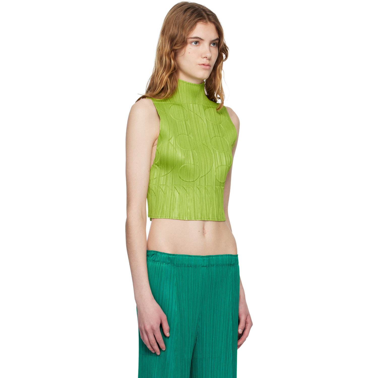  Pleats Please Issey Miyake Green Tune Top 