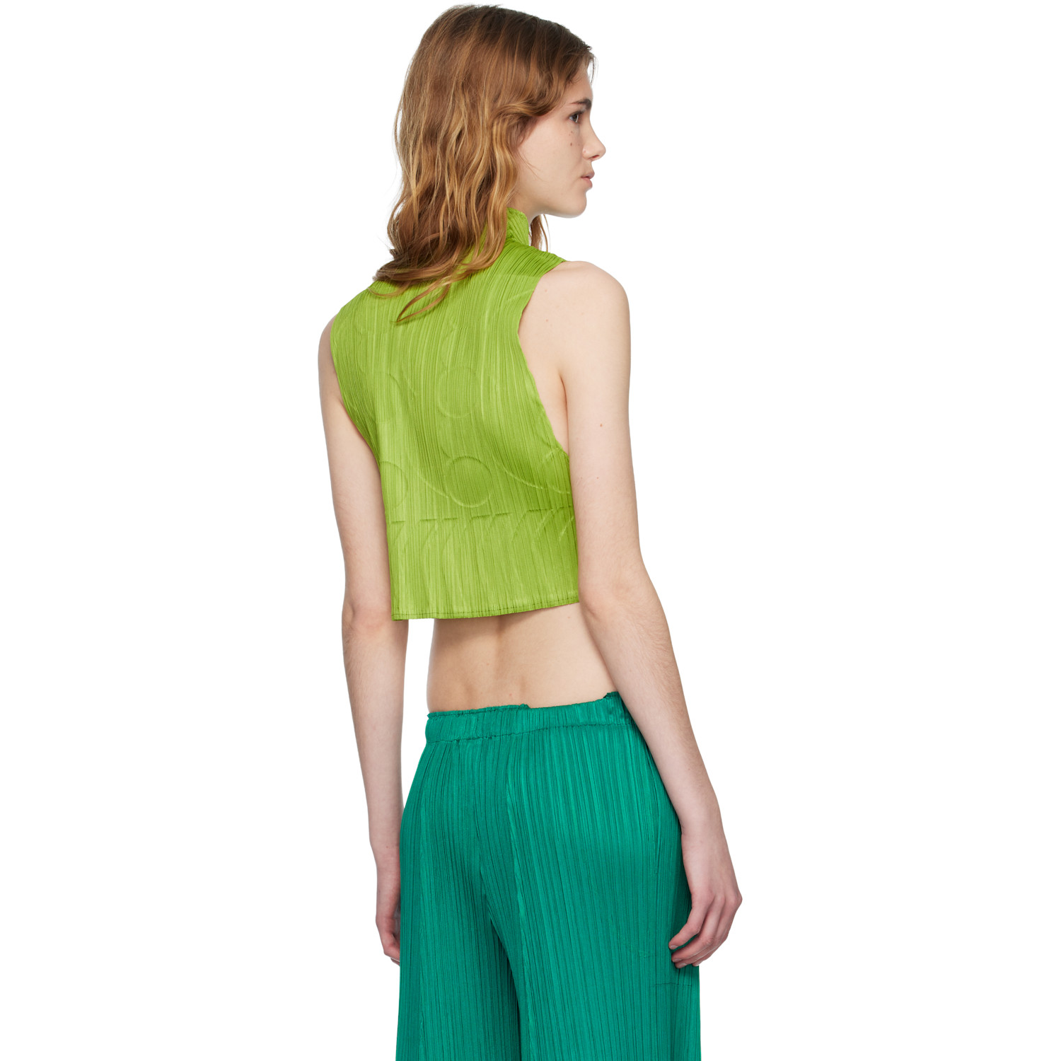 Pleats Please Issey Miyake Green Tune Top 