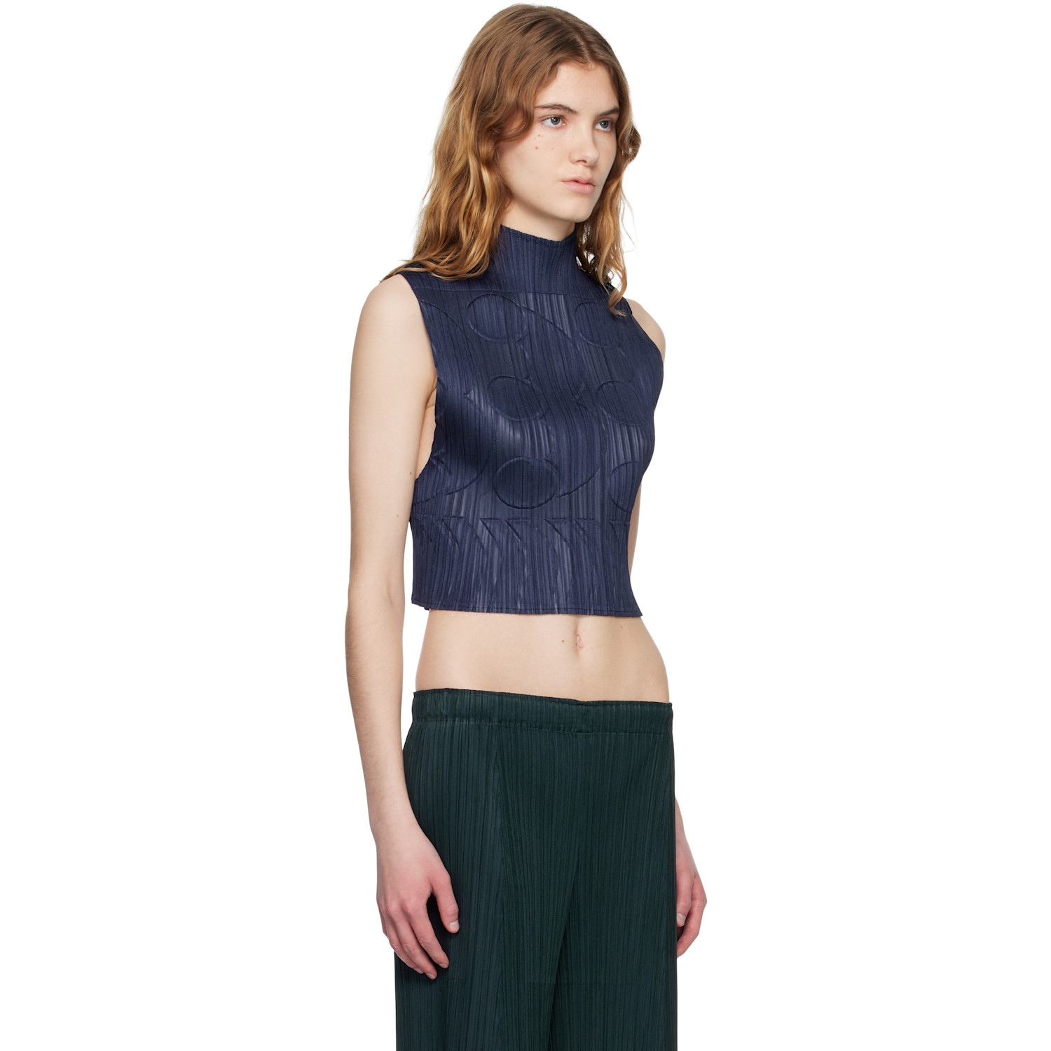  Pleats Please Issey Miyake Navy Tune Top 