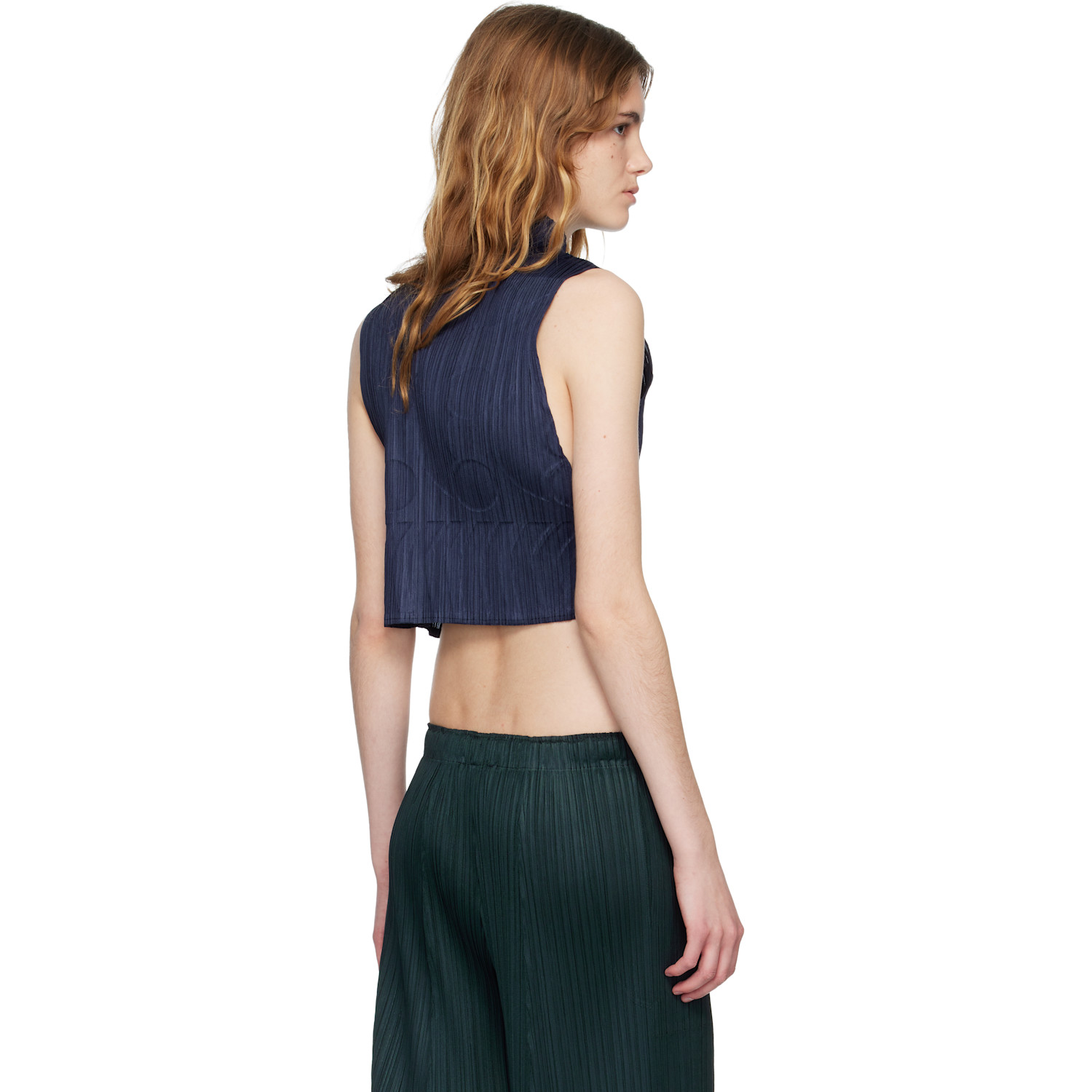  Pleats Please Issey Miyake Navy Tune Top 