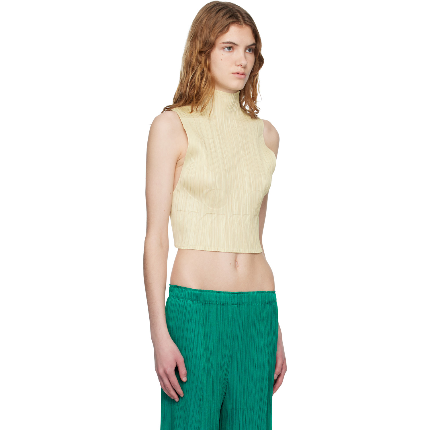  Pleats Please Issey Miyake Yellow Tune Top 