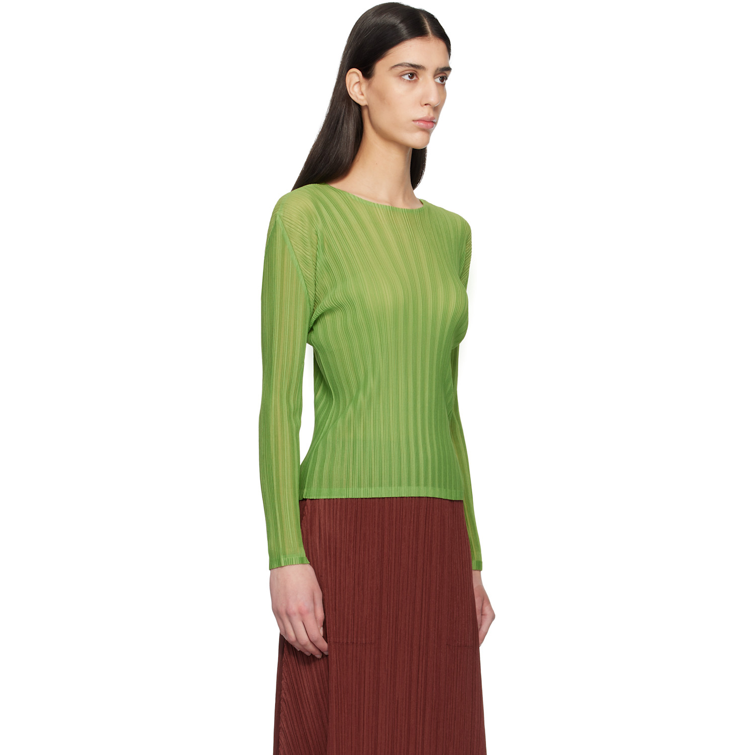  Pleats Please Issey Miyake Green Rib Pleats November Top 
