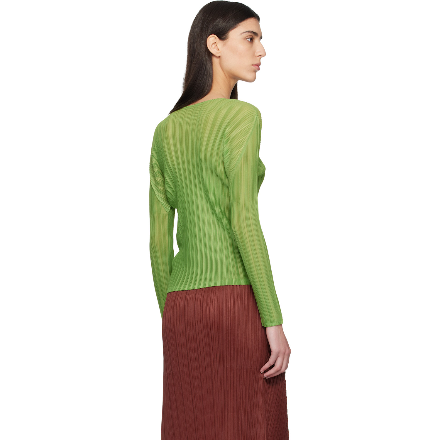  Pleats Please Issey Miyake Green Rib Pleats November Top 