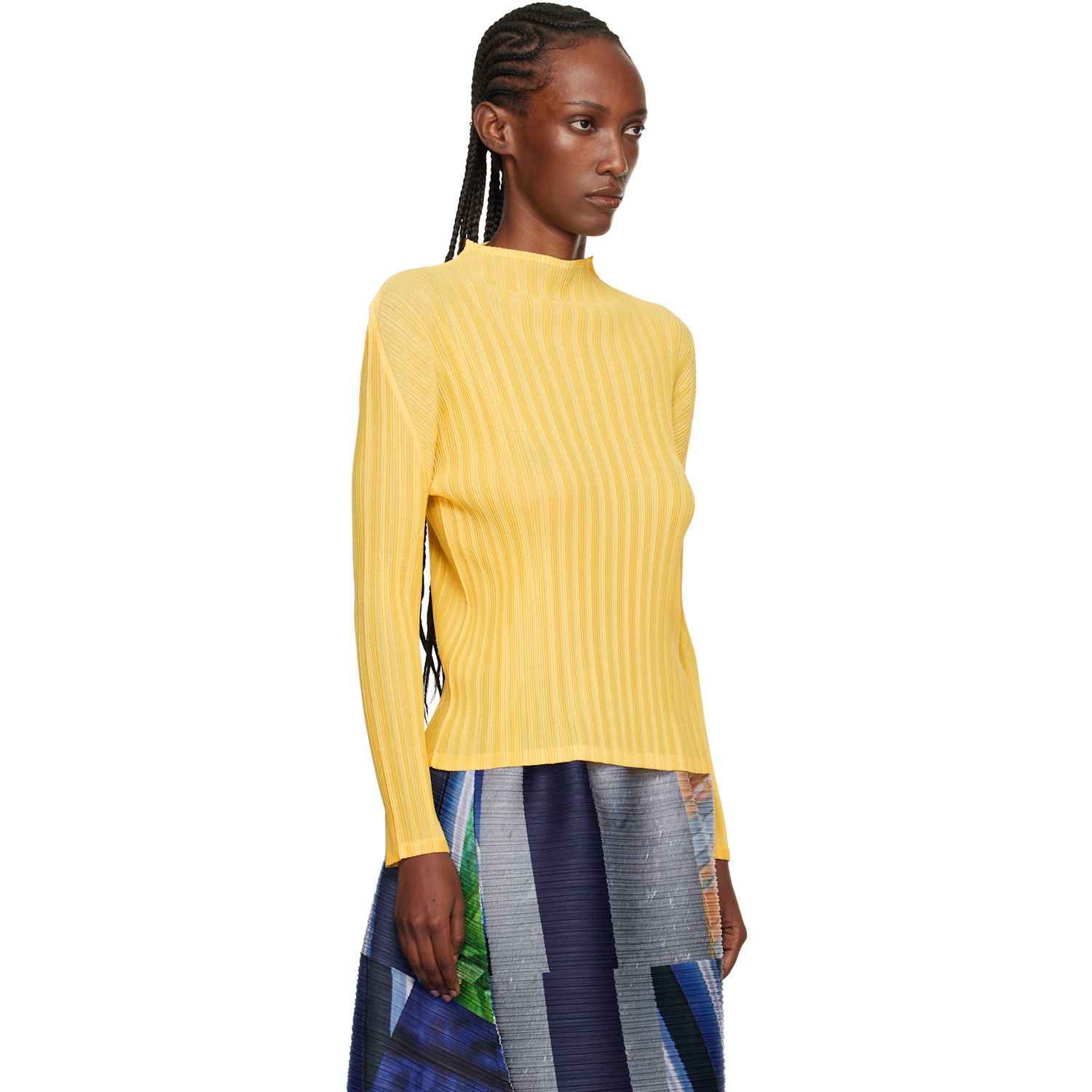  Pleats Please Issey Miyake Yellow Rib Pleats January Top 