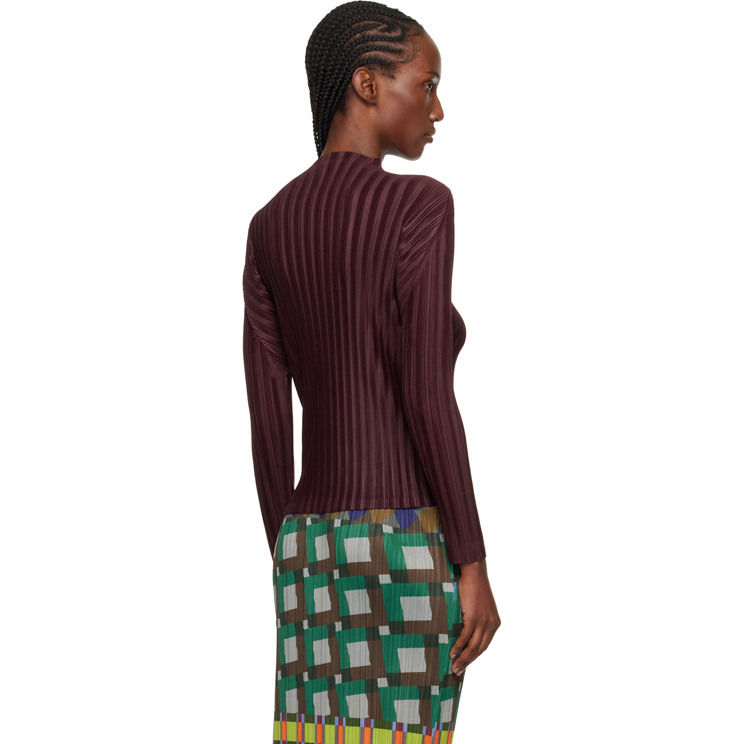  Pleats Please Issey Miyake Burgundy Rib Pleats January Top 