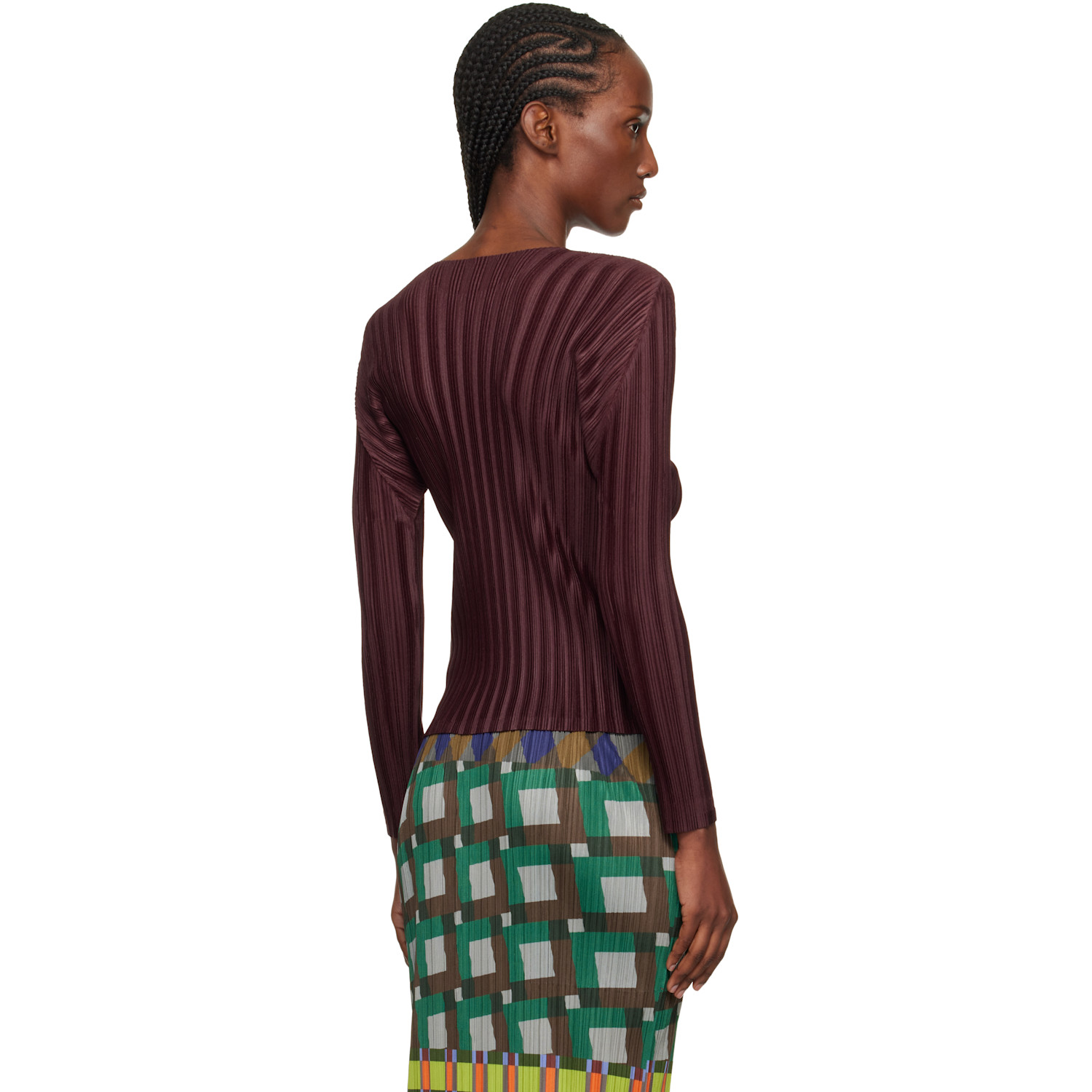  Pleats Please Issey Miyake Burgundy Rib Pleats January T-shirt 