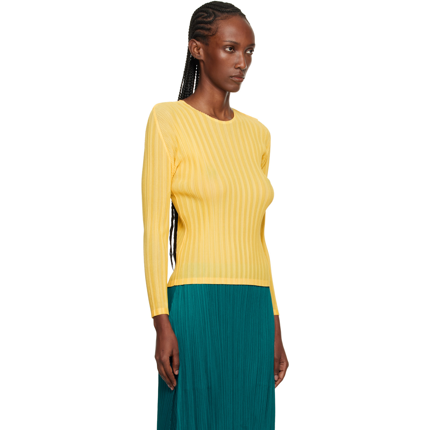  Pleats Please Issey Miyake Yellow Rib Pleats January T-shirt 