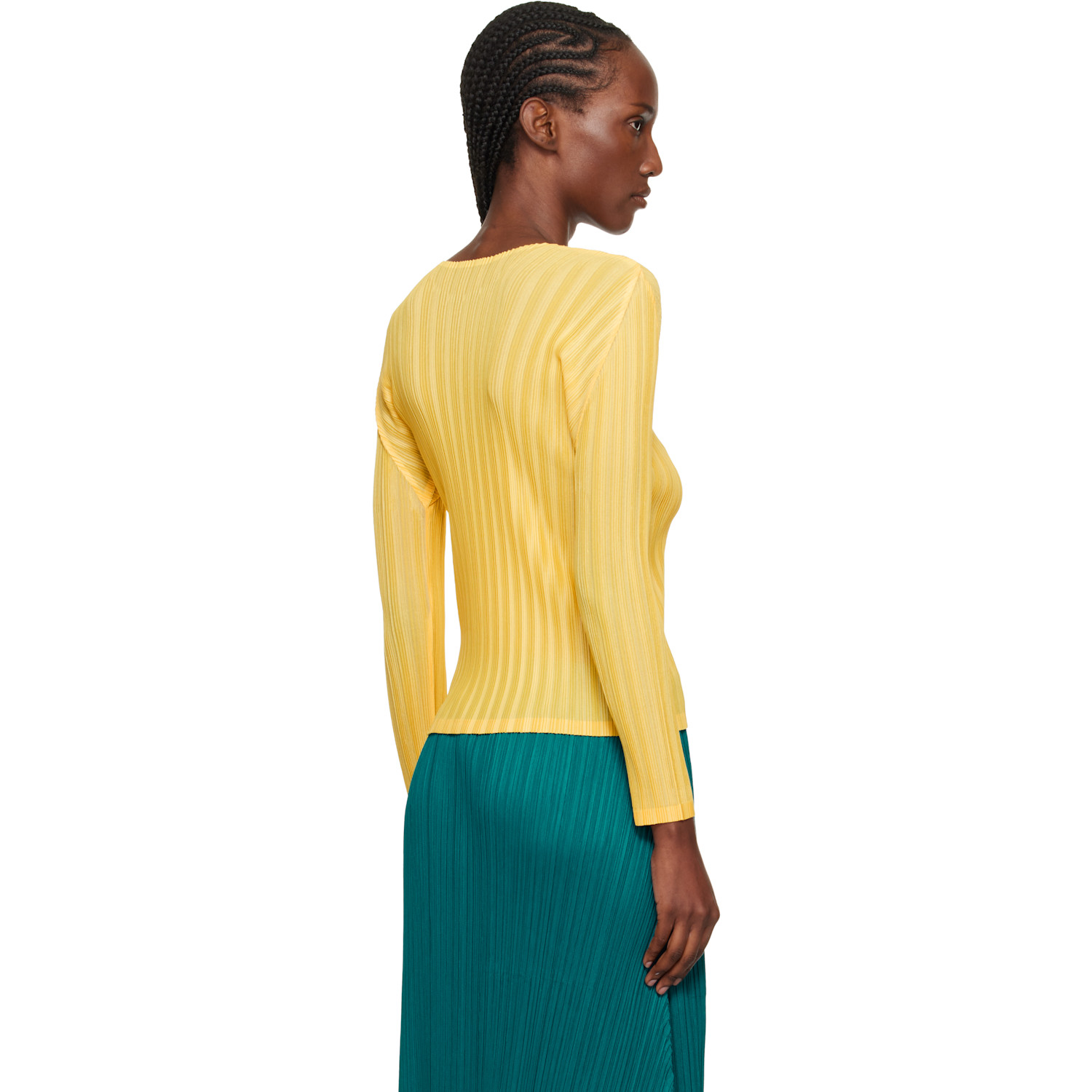  Pleats Please Issey Miyake Yellow Rib Pleats January T-shirt 