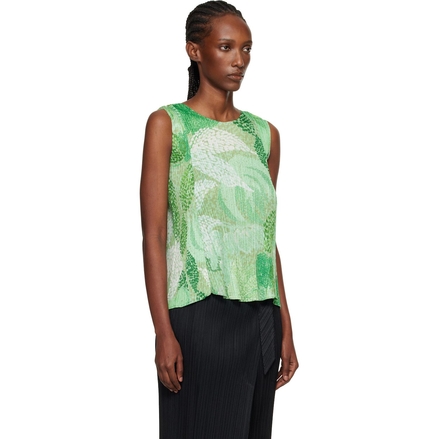  Pleats Please Issey Miyake Green Foggy Forest Top 