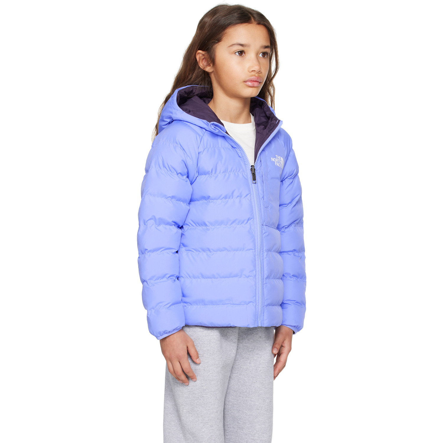  The North Face Kids Big Kids Purple Perrito Hooded Reversible Jacket 