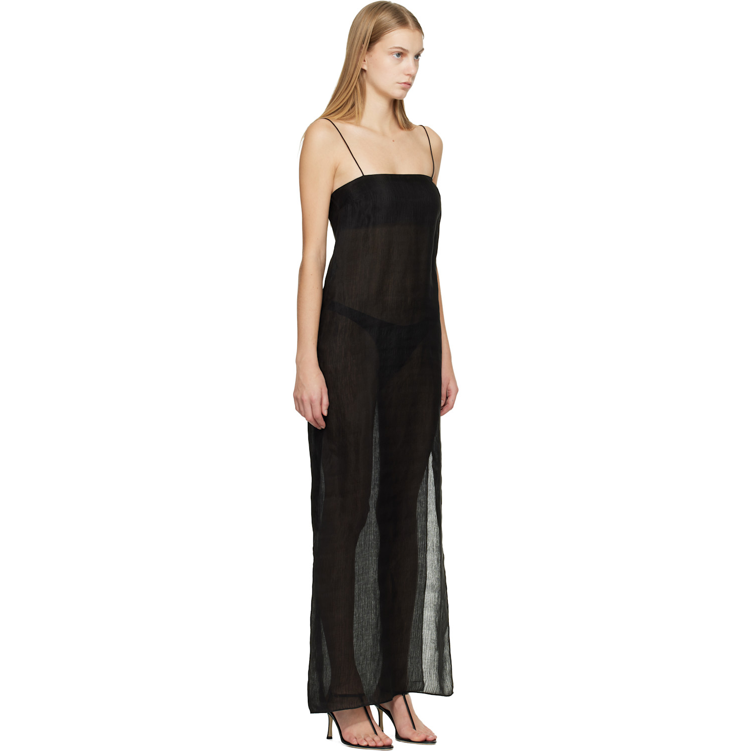  Matteau Black Sheer Cami Maxi Dress 