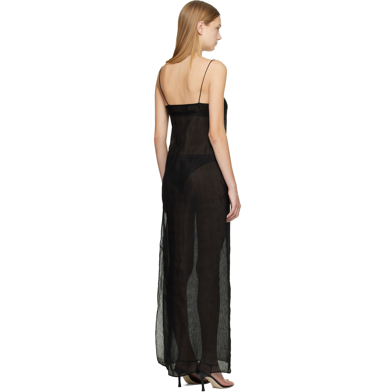 Matteau Black Sheer Cami Maxi Dress 
