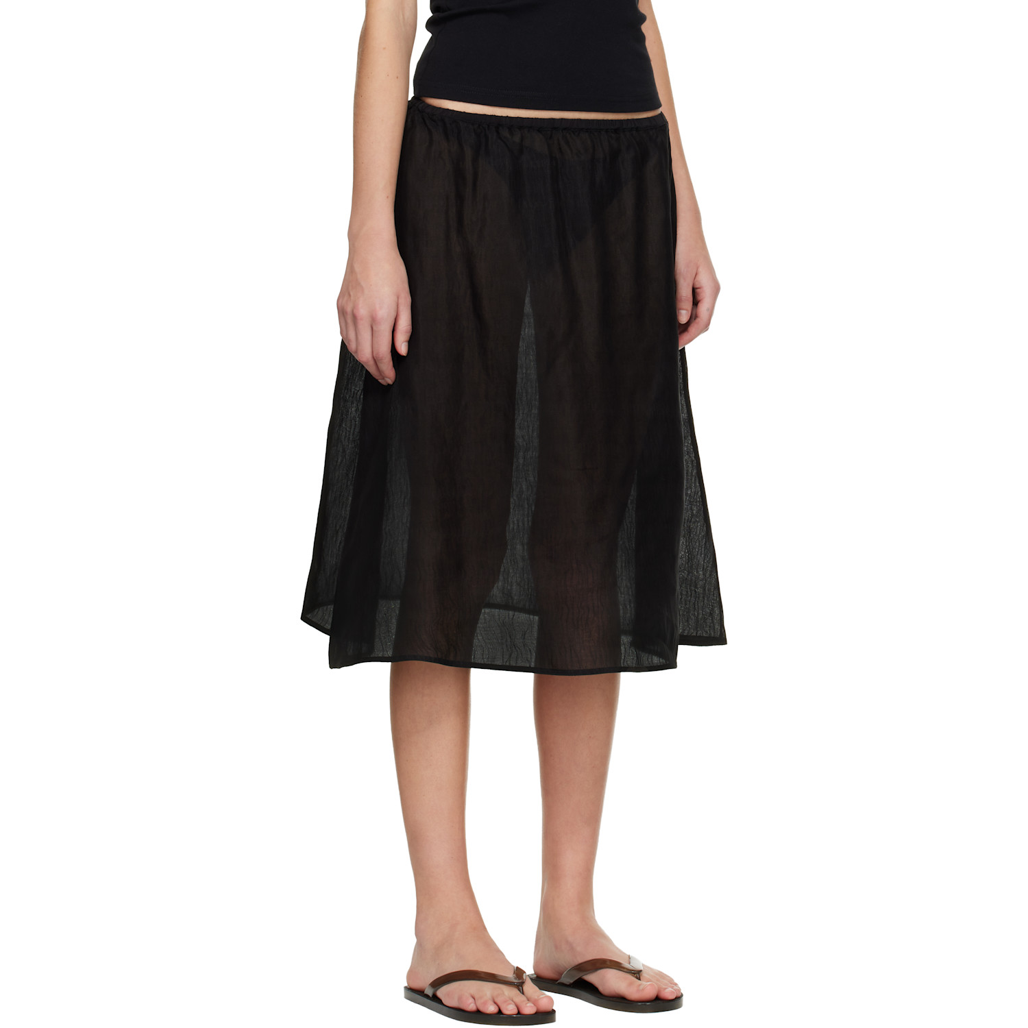  Matteau Black Sheer Midi Skirt 