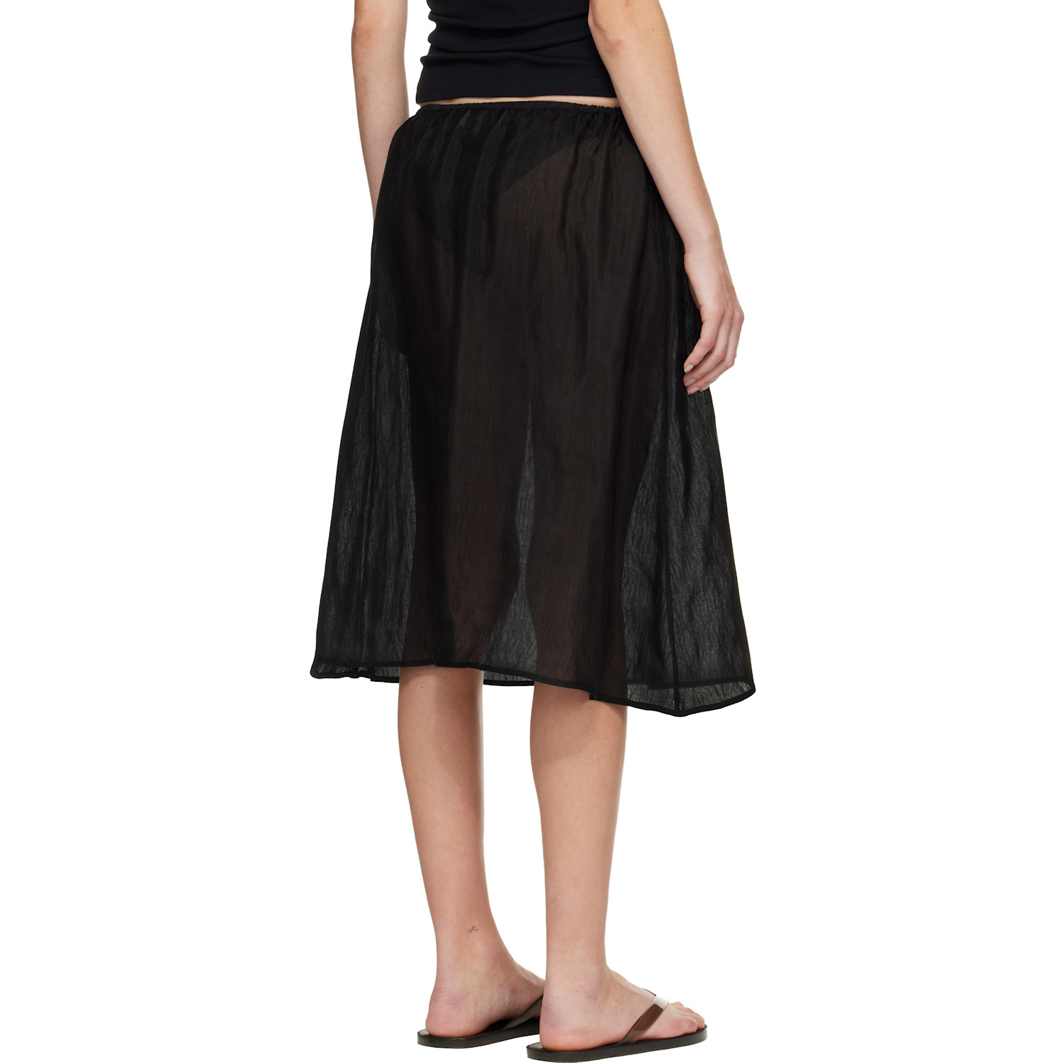  Matteau Black Sheer Midi Skirt 