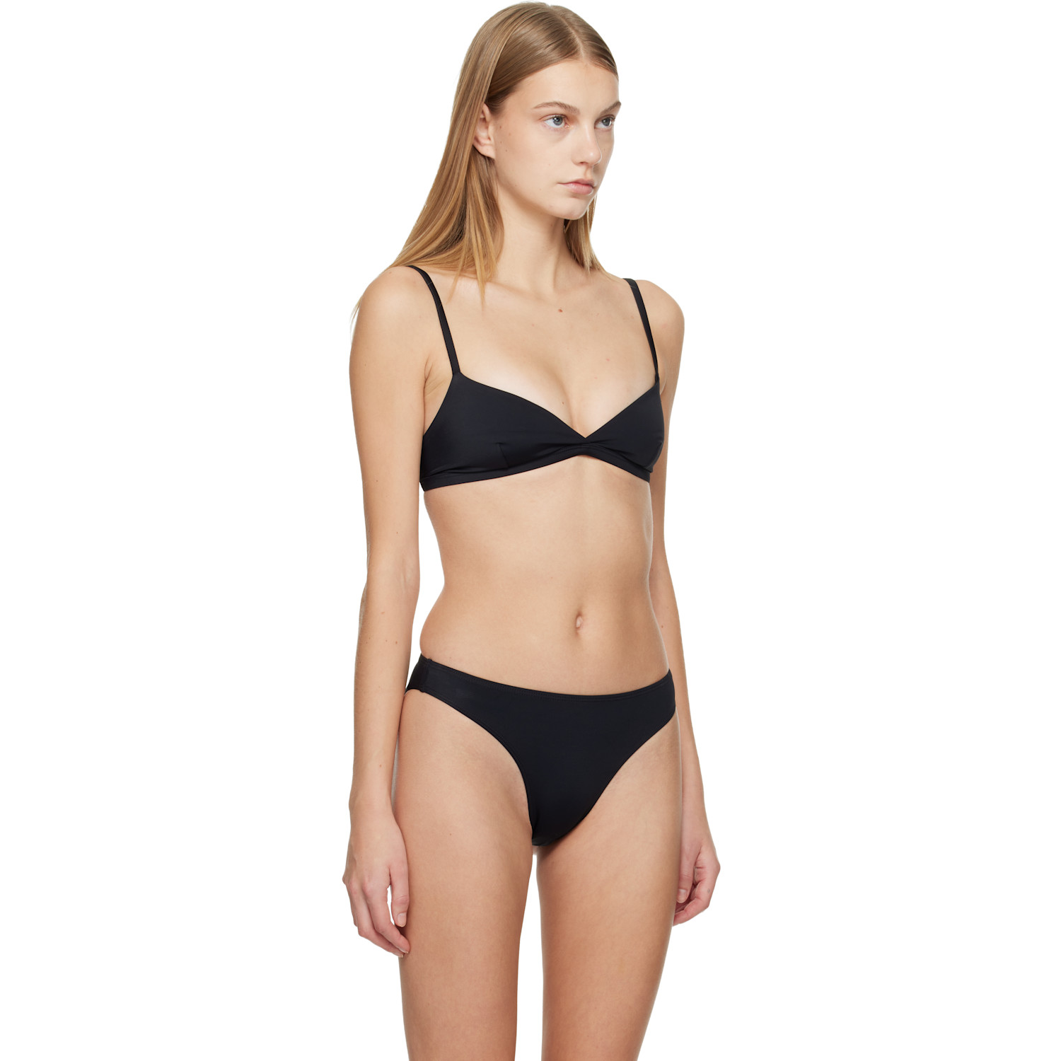  Matteau Black Tri Crop Bikini Top 