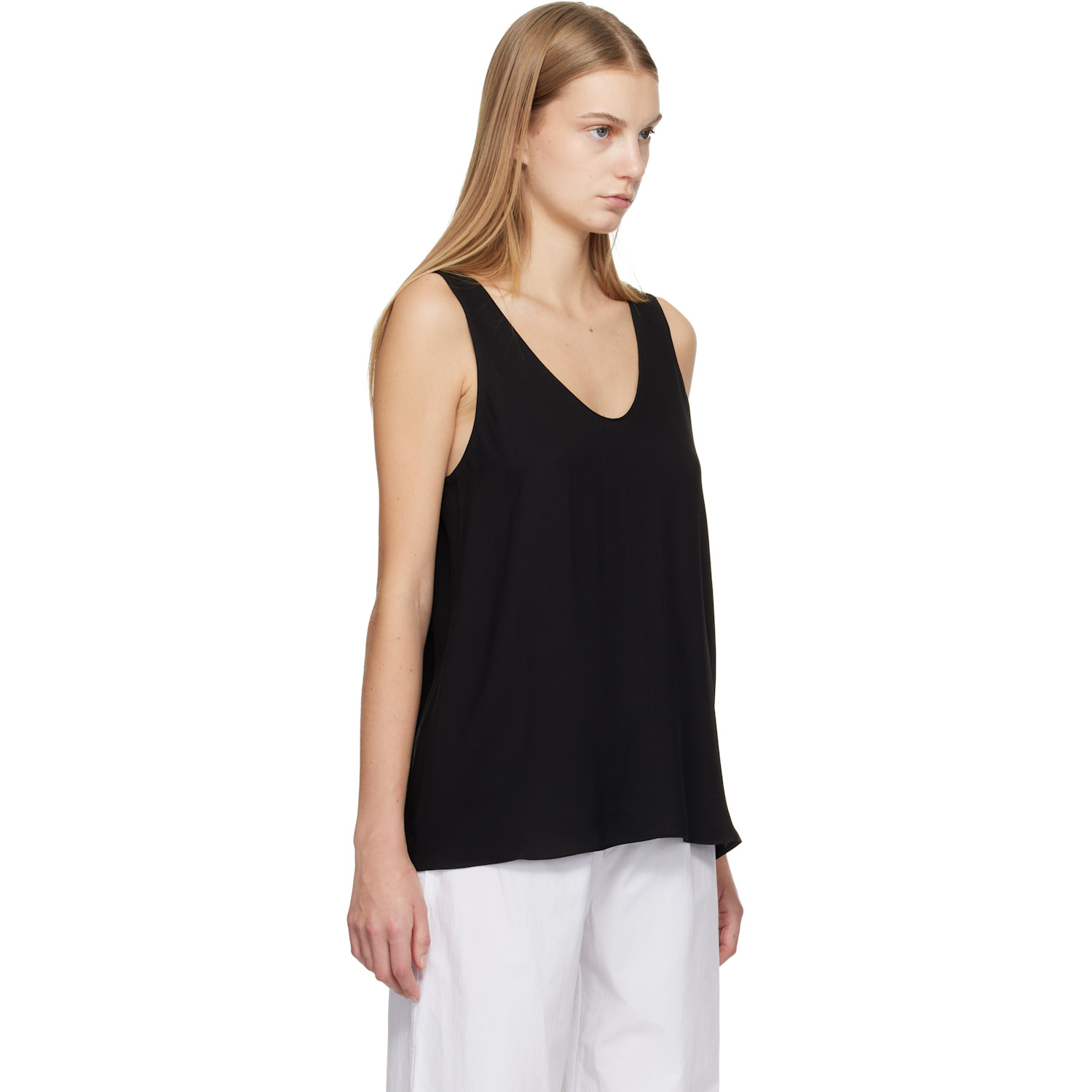  Matteau Black Fluid Scoop Tank Top 