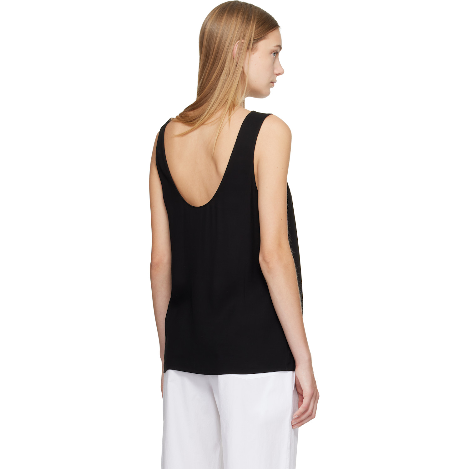  Matteau Black Fluid Scoop Tank Top 