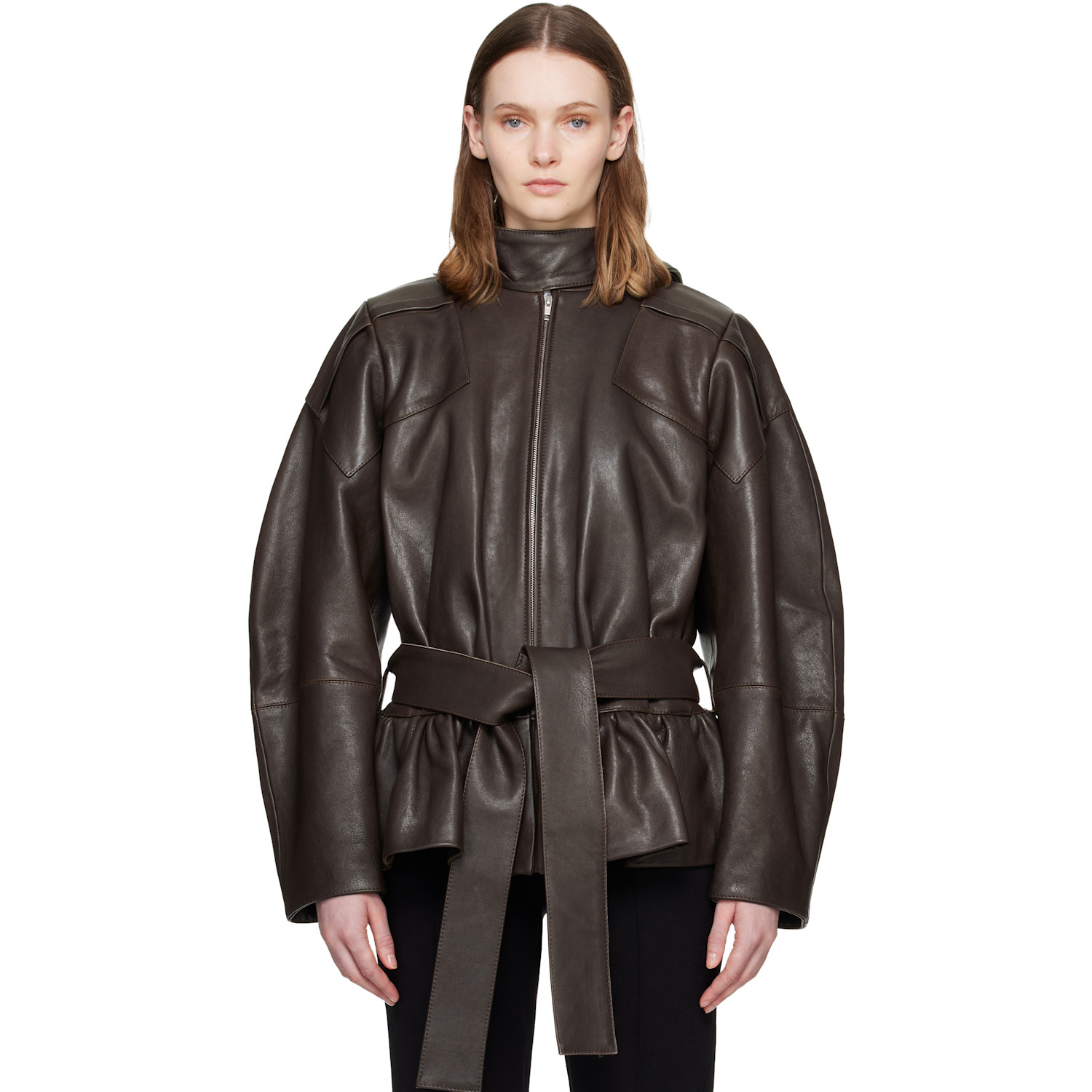 FIDAN NOVRUZOVA Khaki Julia Leather Jacket